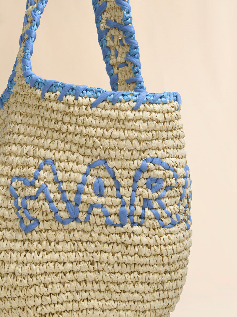 NATURAL RAFFIA AND BLUE NASSA SMALL HOBO BAG 5