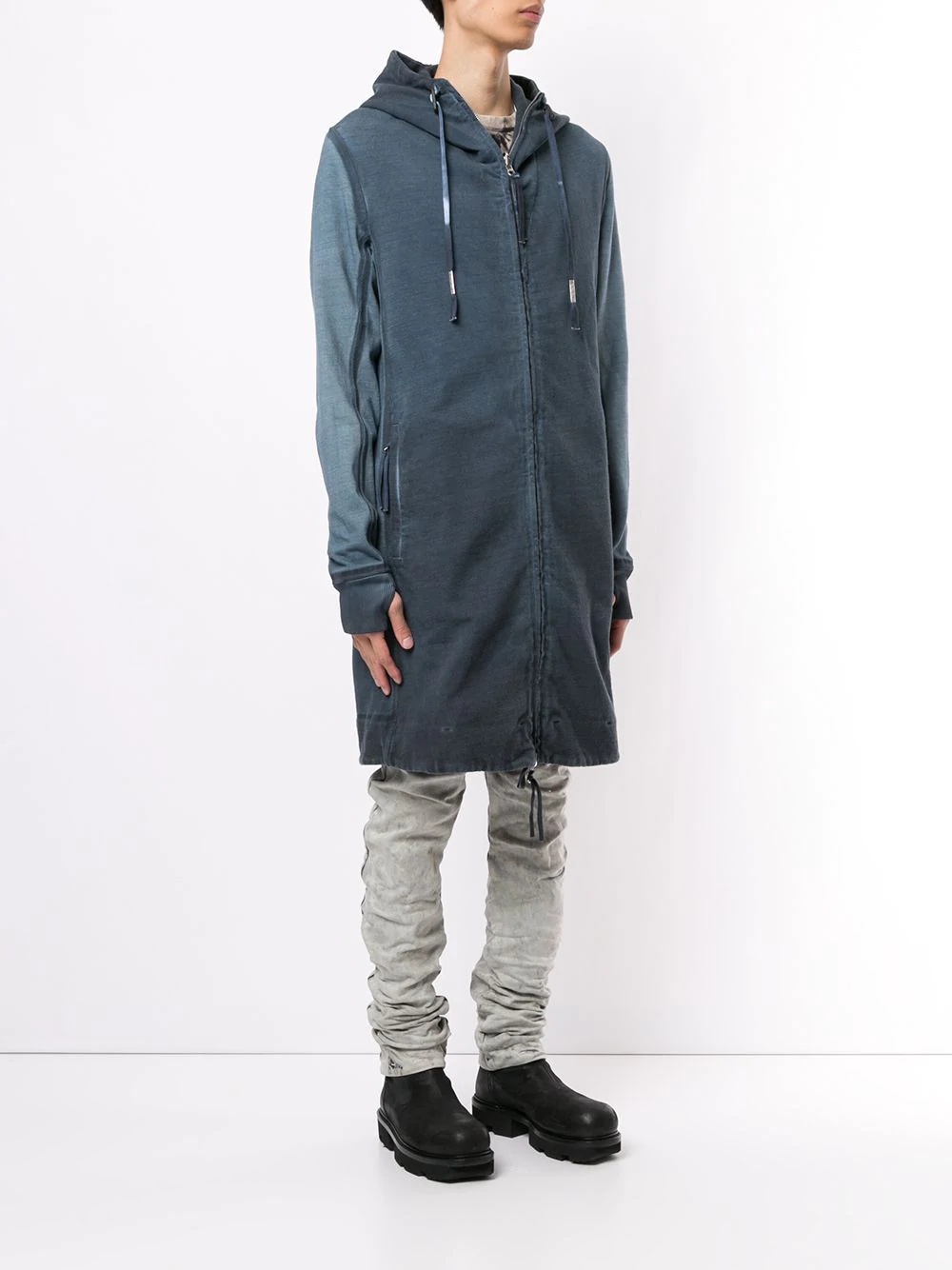 long-length zip-up hoodie - 3