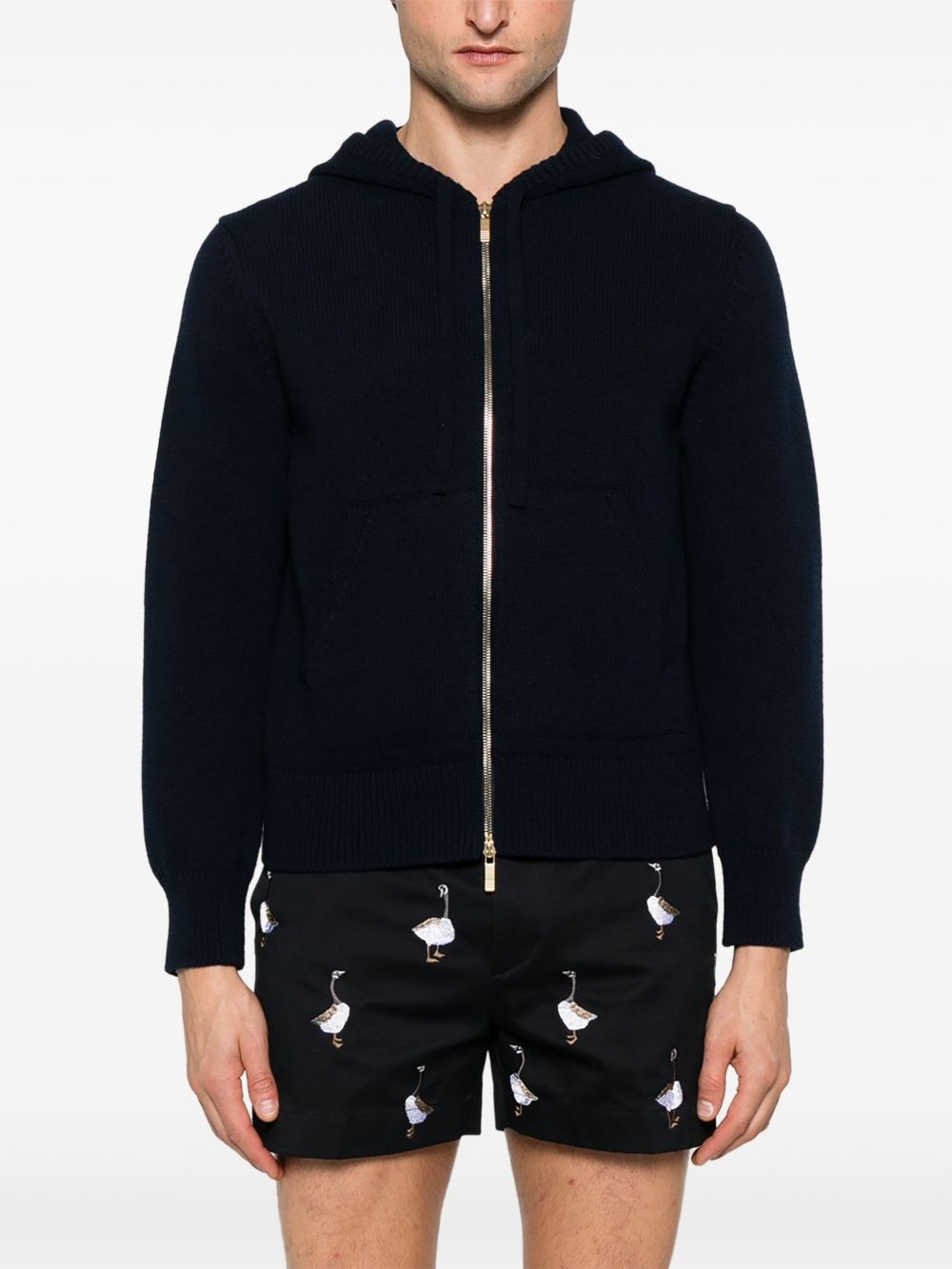 Geese-intarsia zipped hoodie - 3