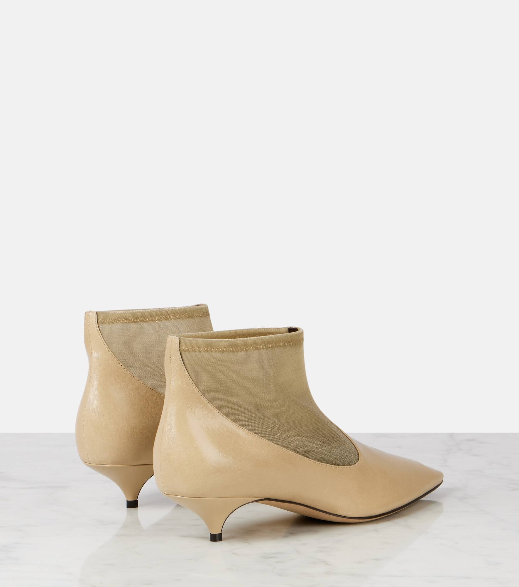 Leather and mesh ankle boots - 2