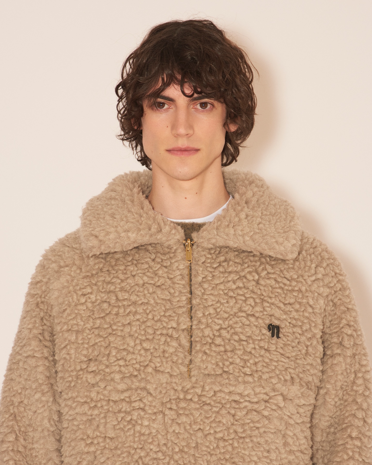 LOUKA - Shearling/Technical coating smock - Khaki/Dark moss - 6