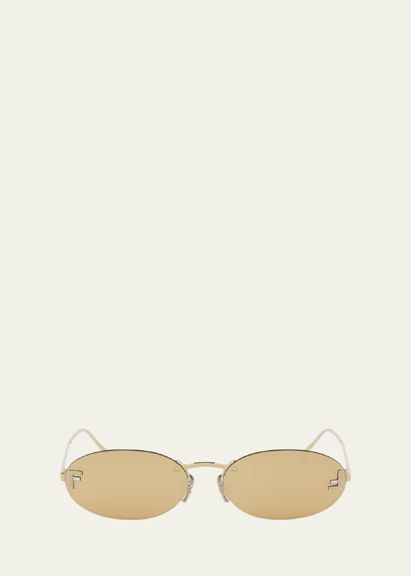 Embellished FF Oval Metal Sunglasses - 1