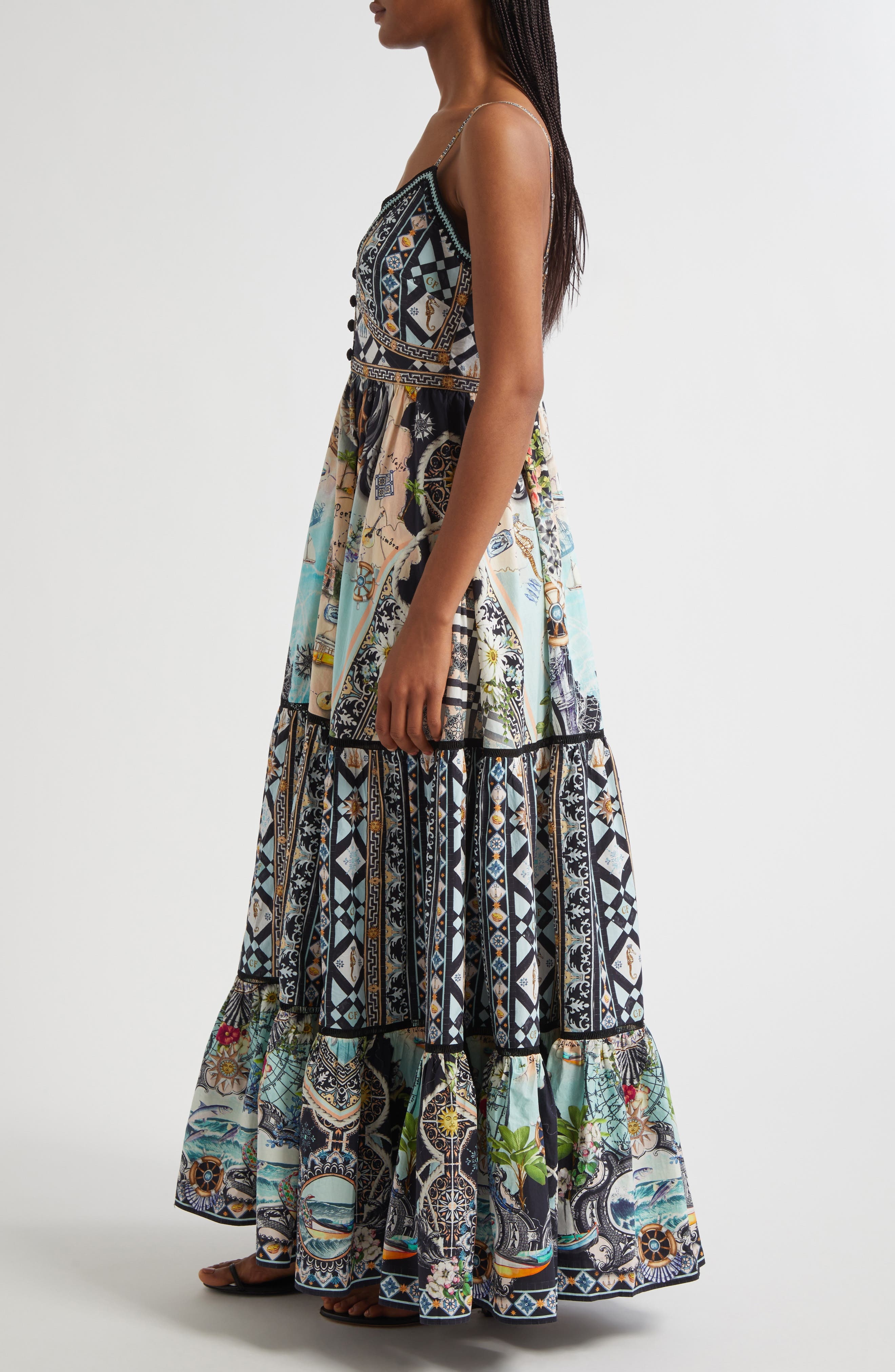 Camilla Folk Afloat Tiered Organic Cotton Maxi Sundress at Nordstrom - 3