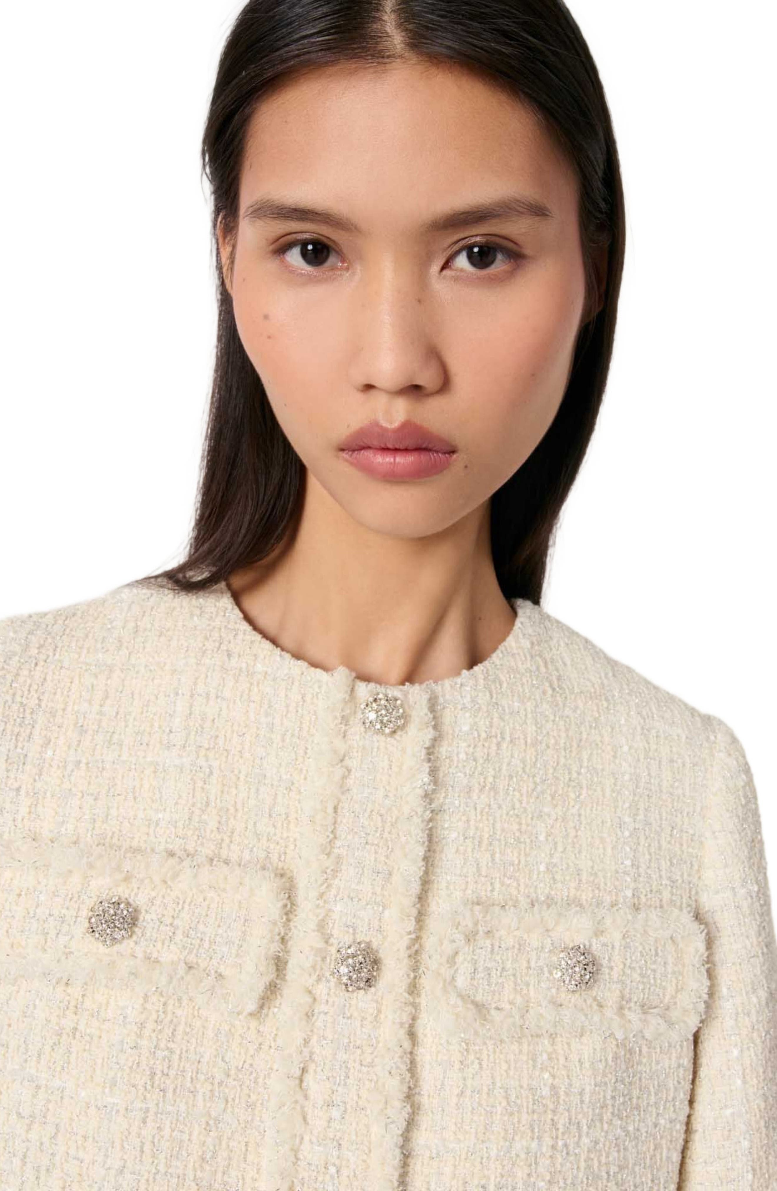 maje Tweed 2-in-1 short dress in Ecru at Nordstrom - 5