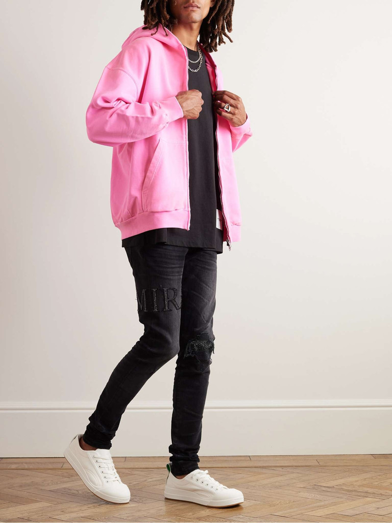 AMIRI Skinny-Fit Crystal-Embellished Distressed Jeans outlook