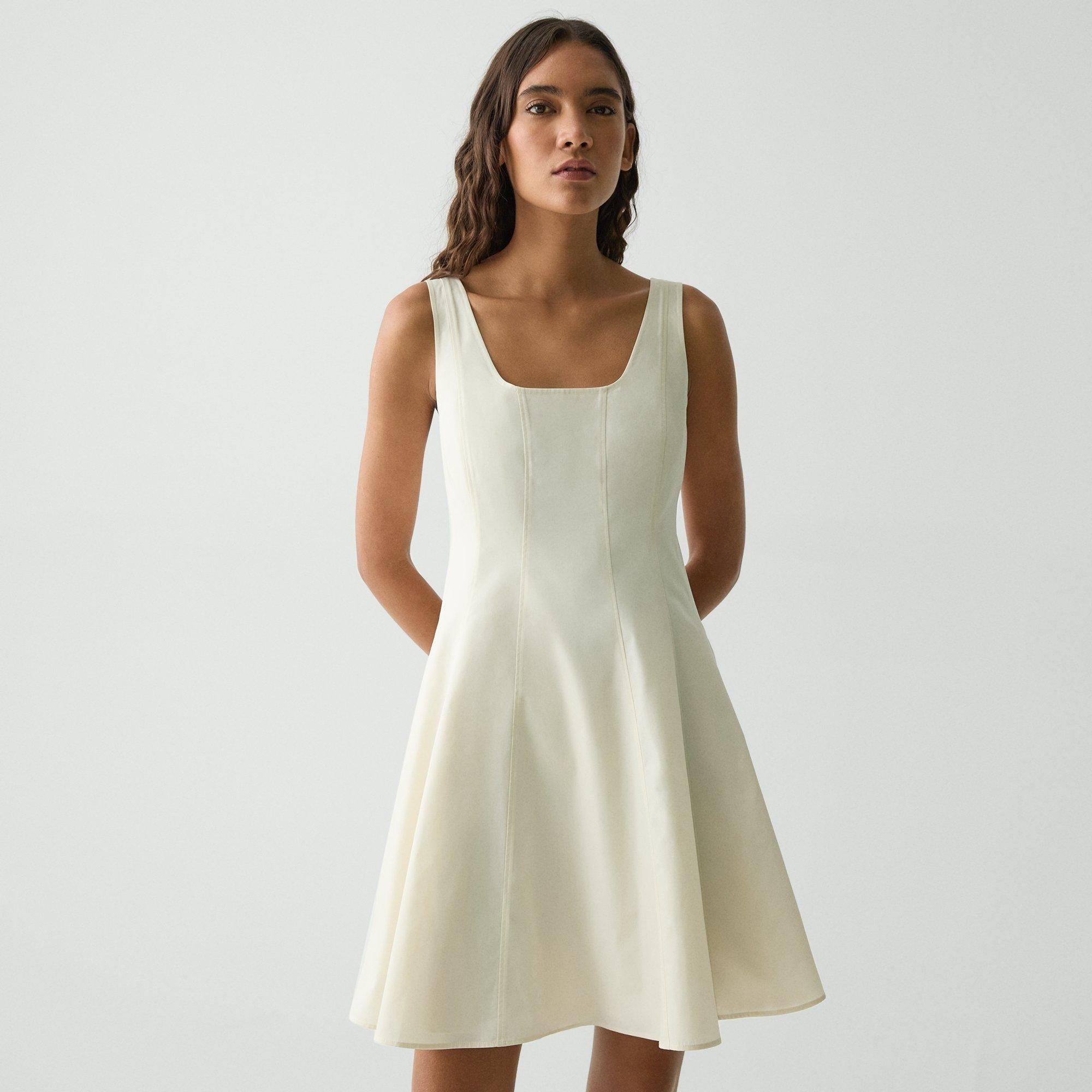 Sleeveless Fit-and-Flare Dress in Sleek Poplin - 5
