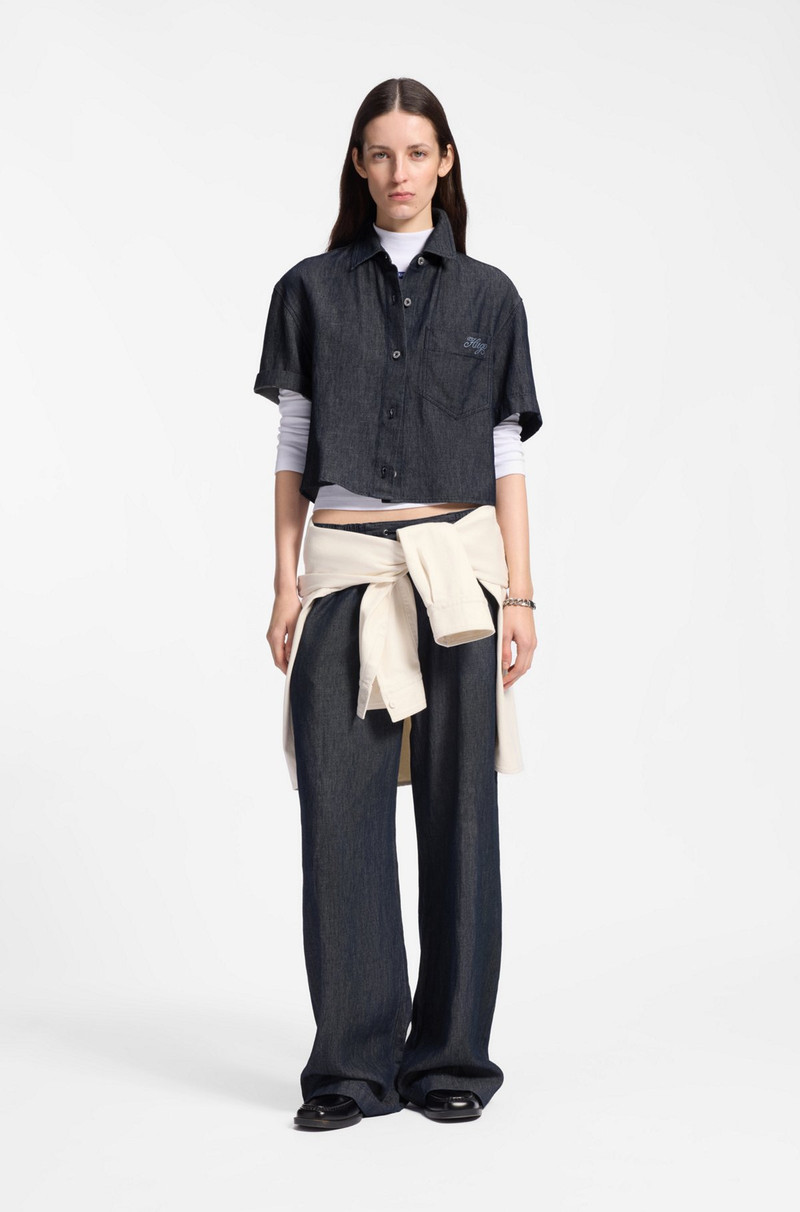 HUGO RELAXED-FIT CROPPED BLOUSE IN LIGHTWEIGHT DENIM outlook