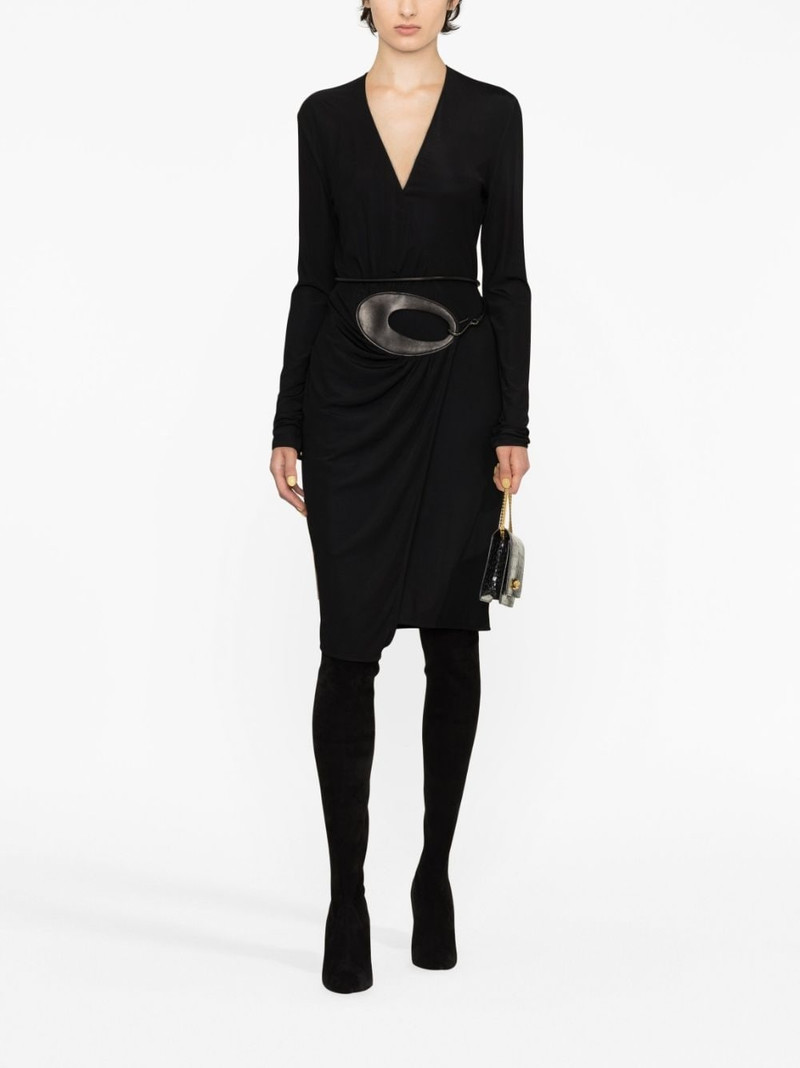 TOM FORD belted-waist V-neck dress outlook