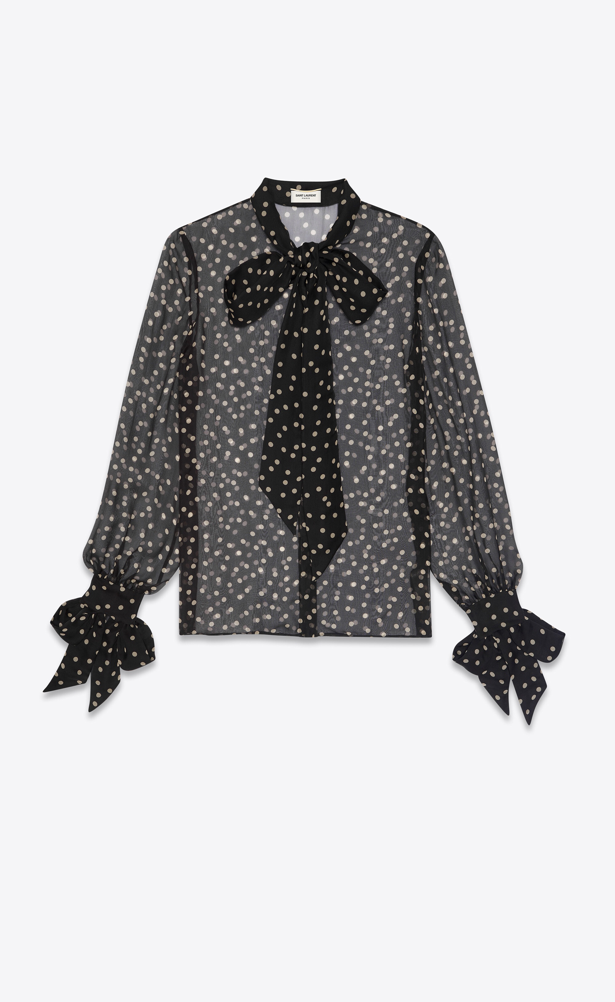 lavallière-neck blouse in dotted silk muslin - 1