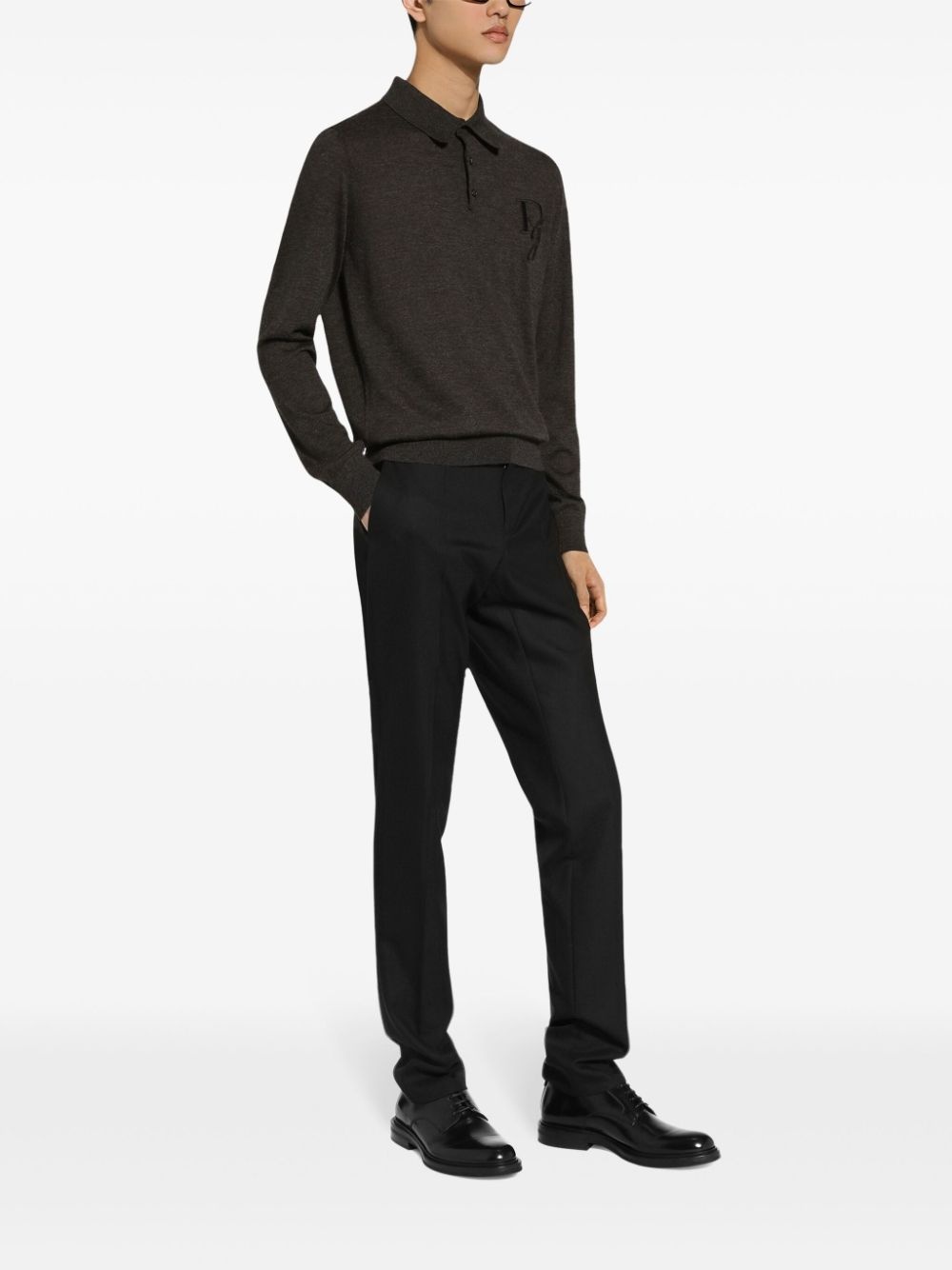 logo-embroidered cashmere polo shirt - 3