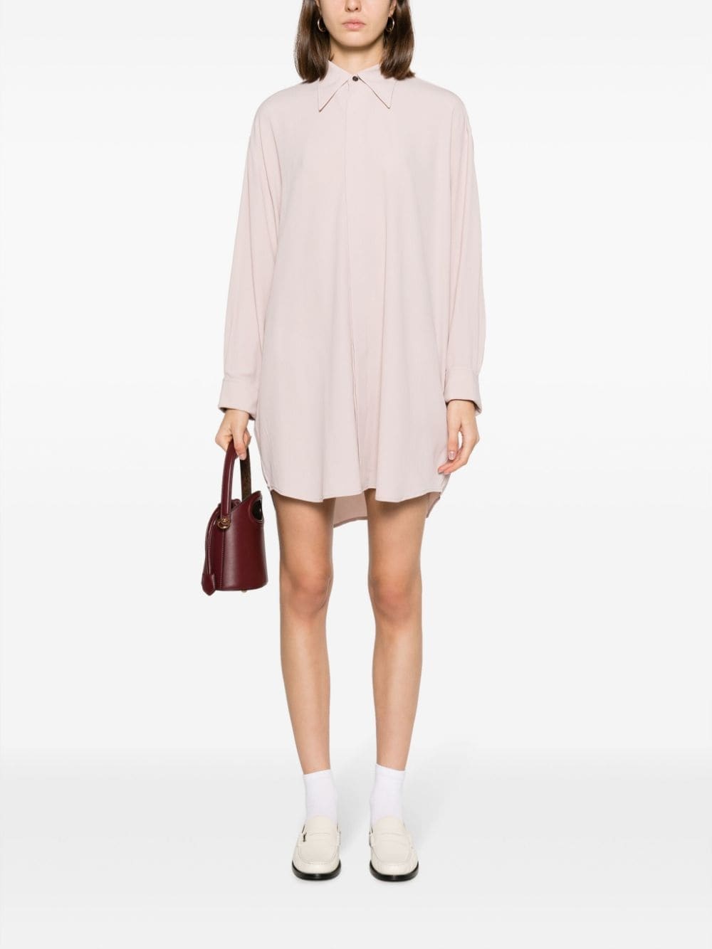 crepe-texture thigh-lenght shirt dress - 2