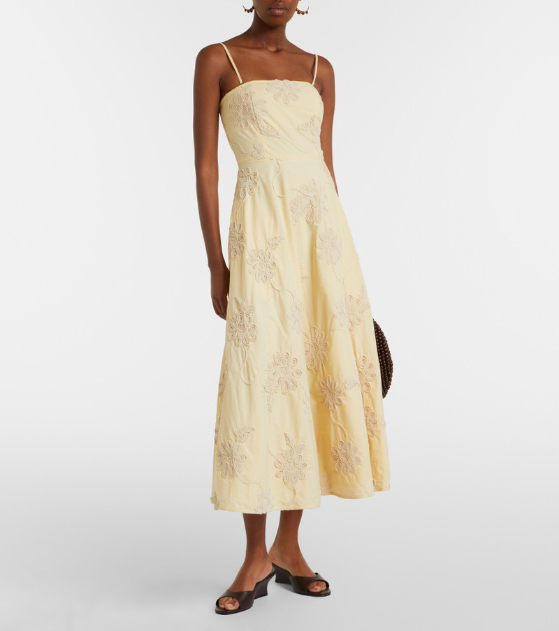 ROTATE Embroidered cotton midi dress outlook