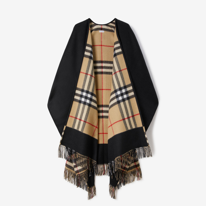 Check Wool Cashmere Cape 1