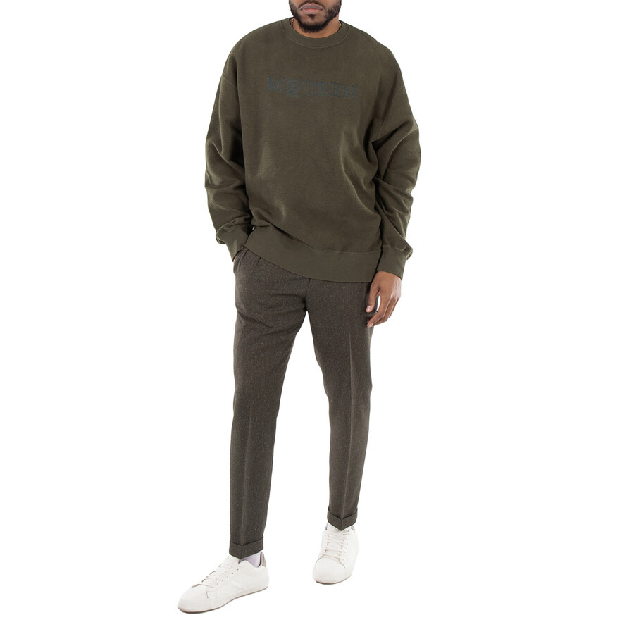 Alexander McQueen Men's Peak Green Washed Logo Sweatshirt - 3