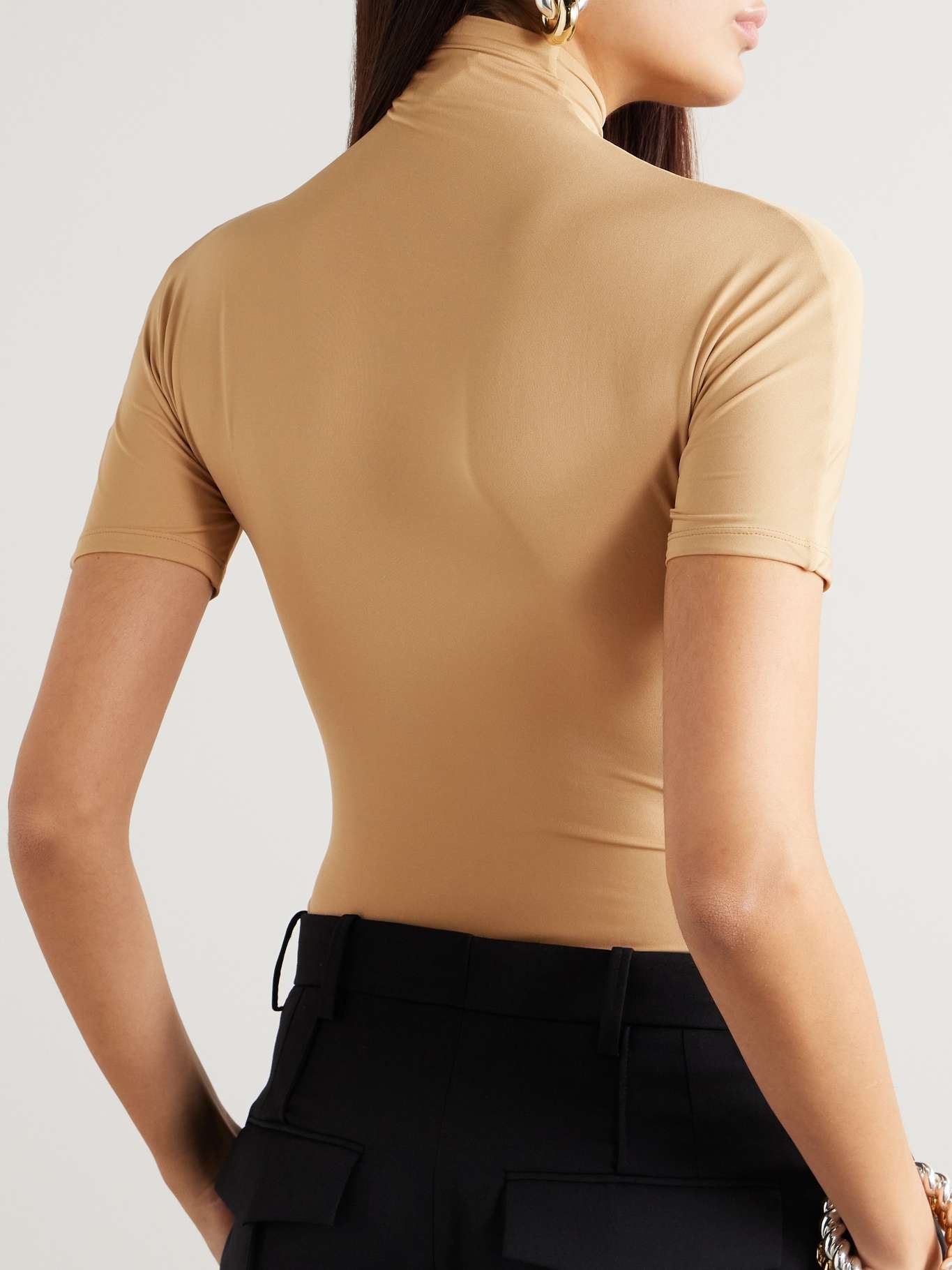 + RHW paneled stretch-jersey turtleneck bodysuit Sand - 3