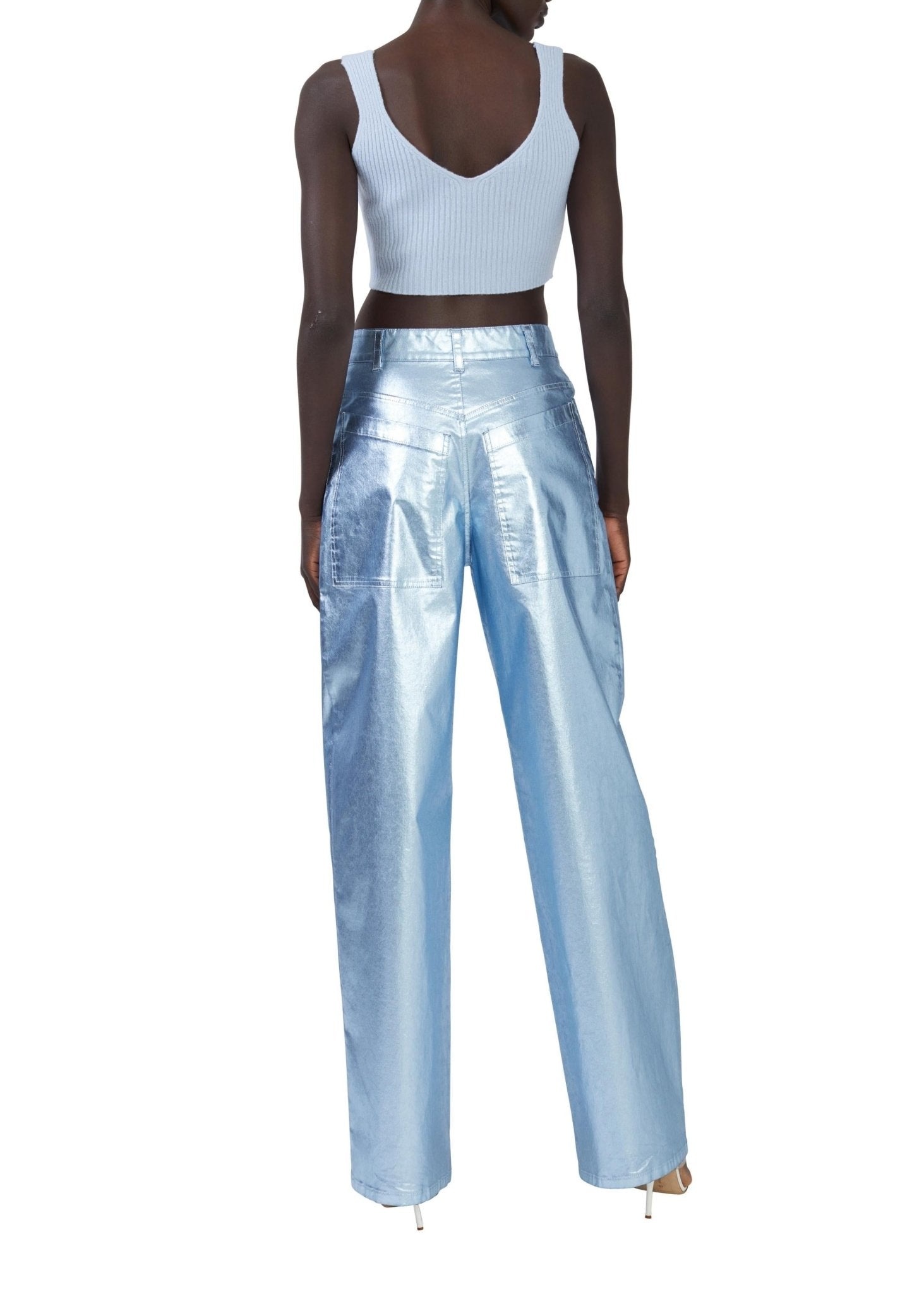 Metallic Denim Slouchy Pant - 4