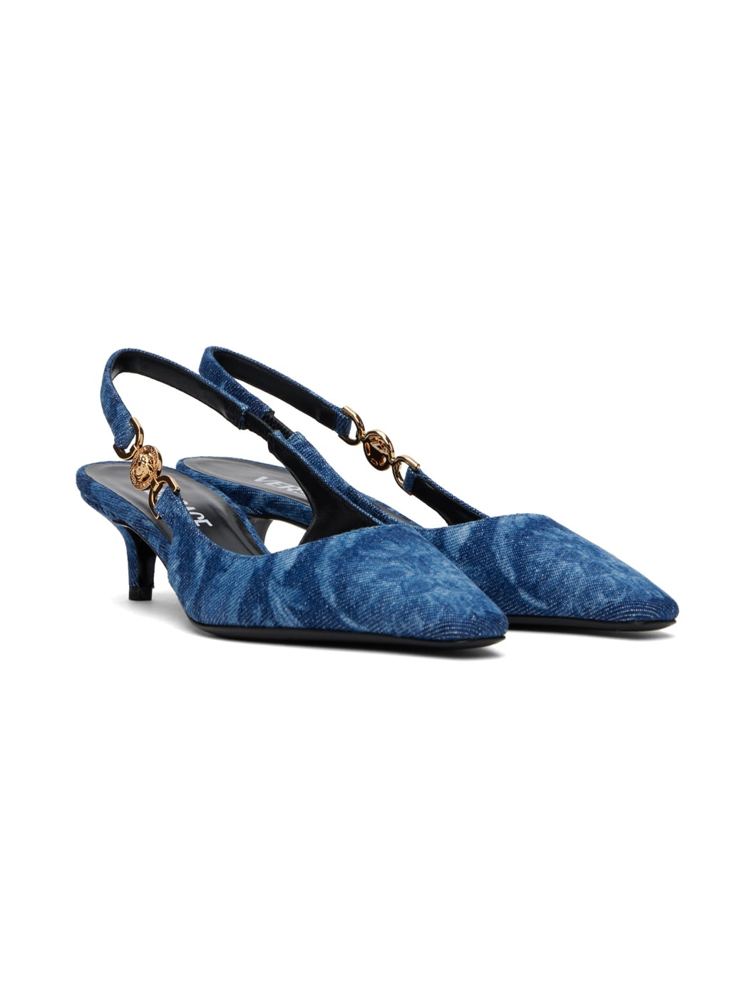 Blue Barocco Denim Heels - 4