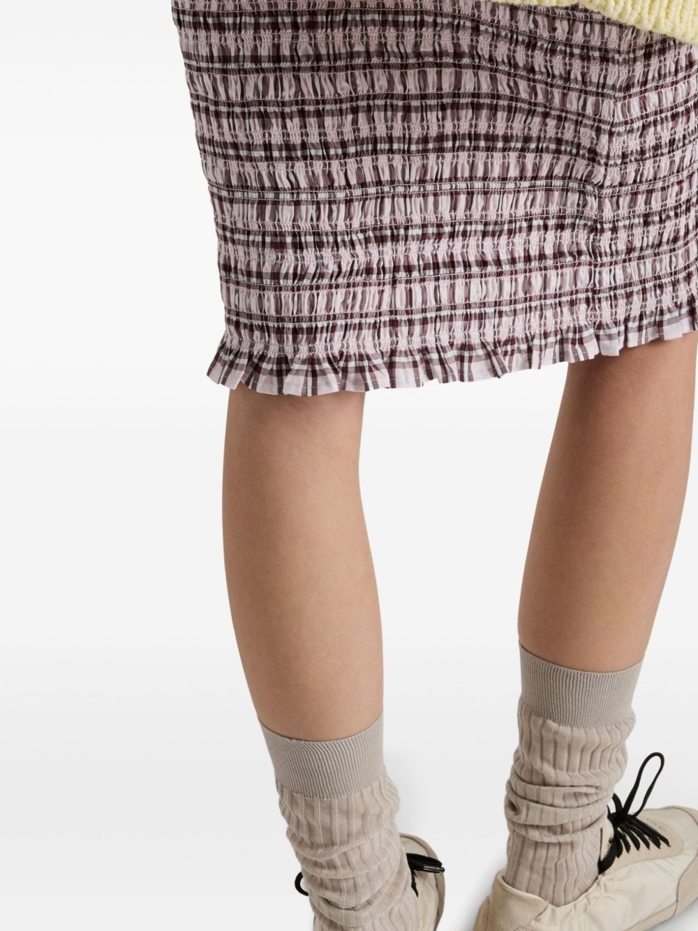 checked cotton midi skirt - 5
