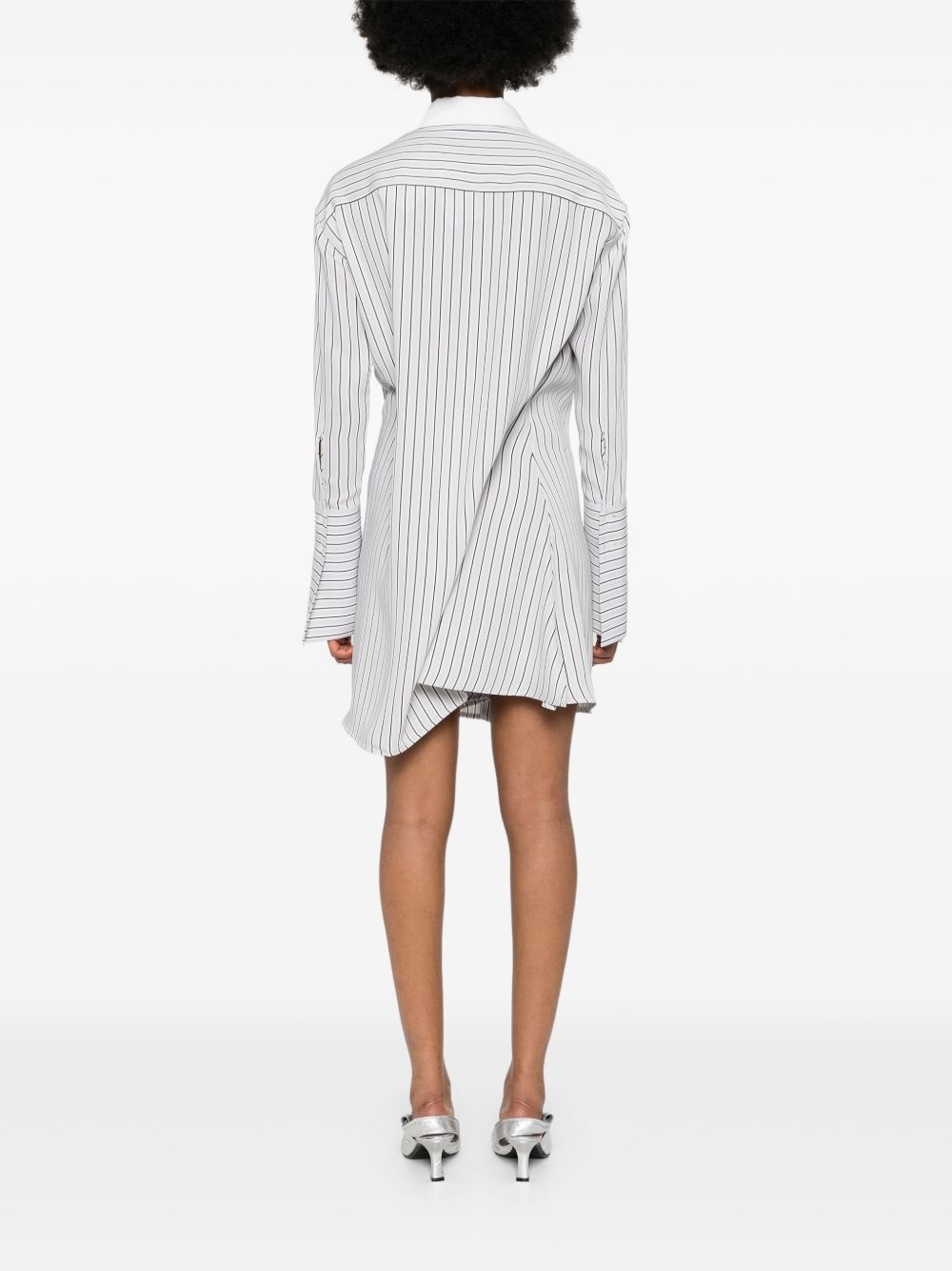 logo-patch striped shirt - 4
