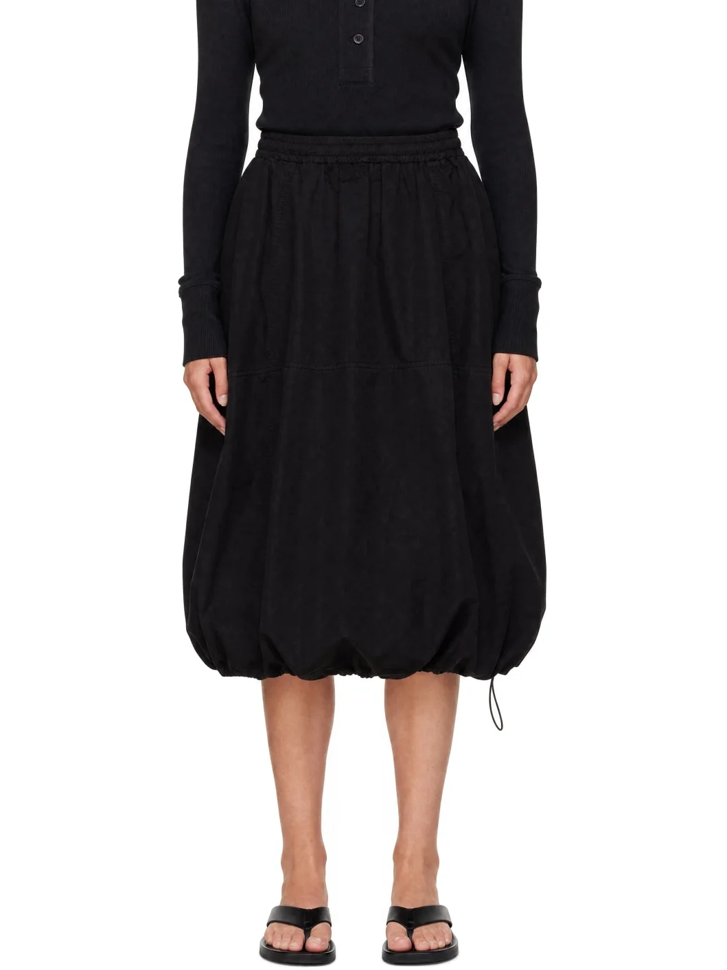 Black Parachute Midi Skirt - 1