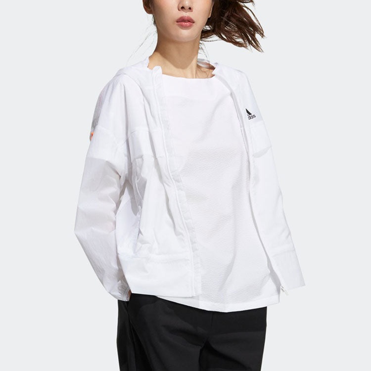 (WMNS) adidas Woven Sports Hooded Jacket White GP0670 - 5