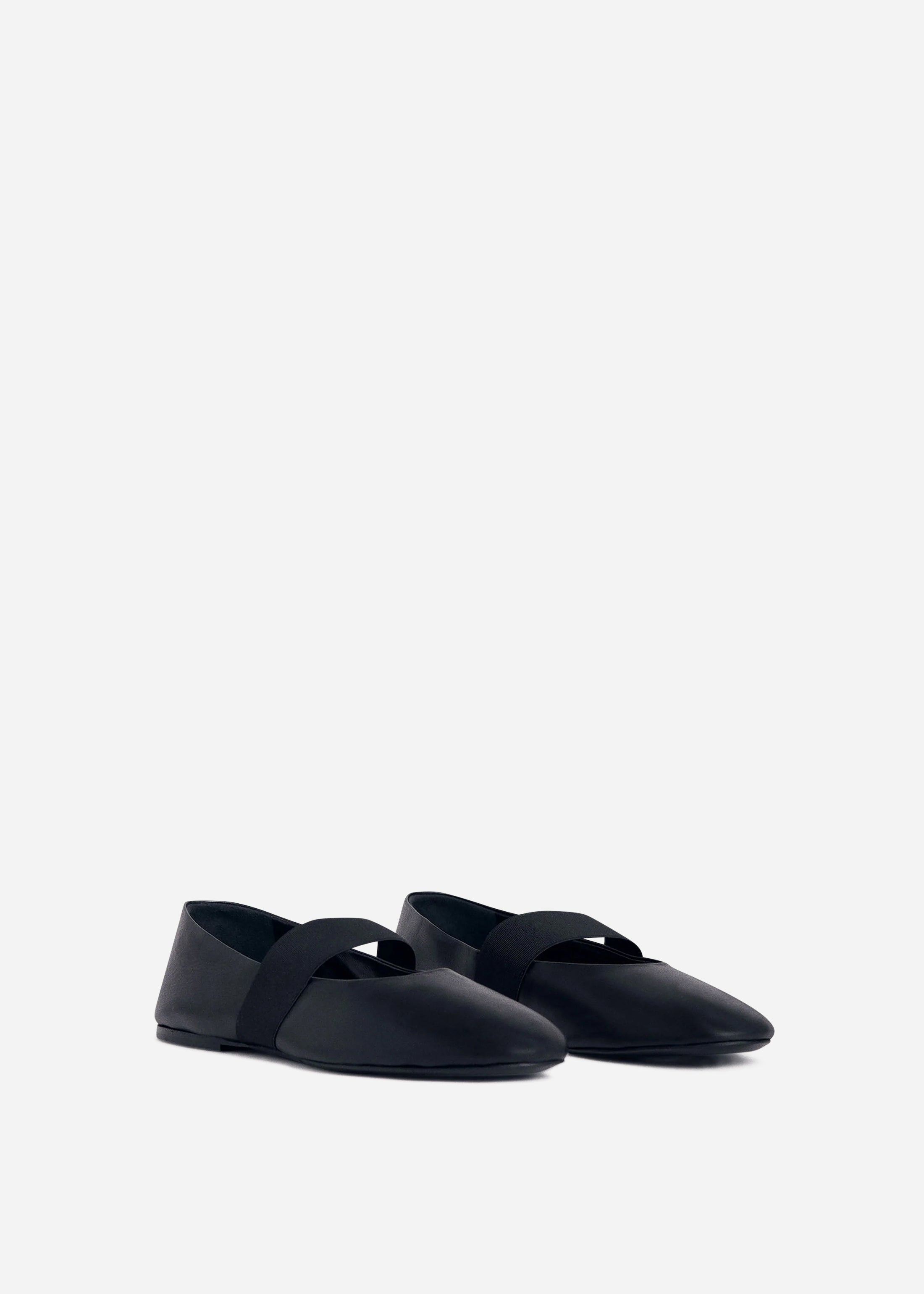 Elastic Ballerina Flat in Black - 2
