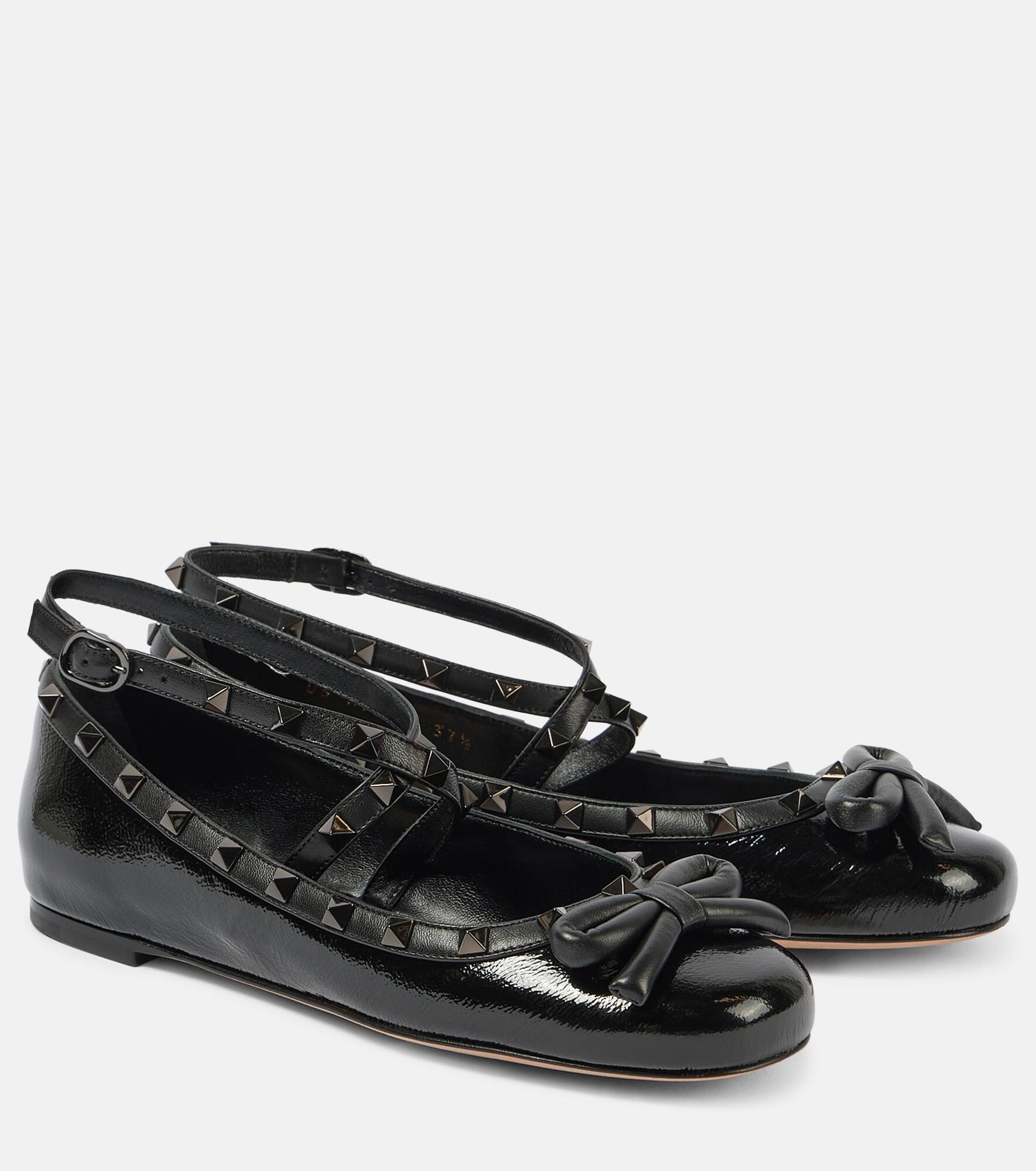 Rockstud patent leather ballet flats - 1