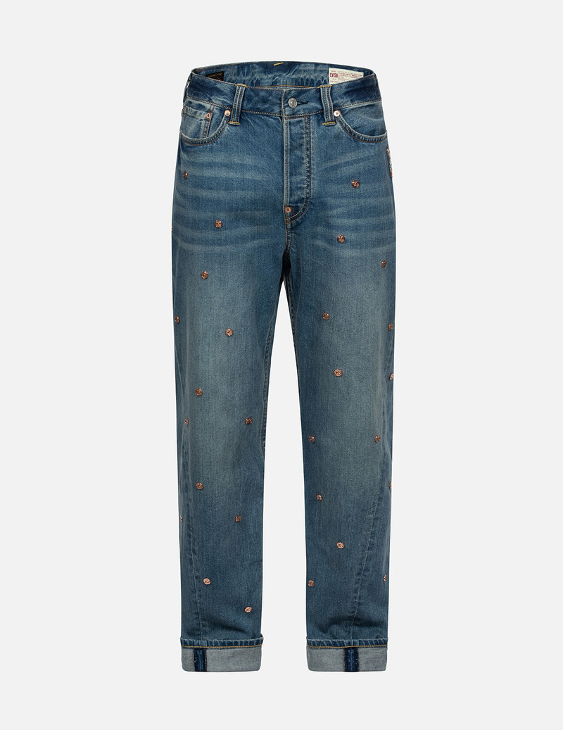 ALLOVER RIVETS AND SEAGULL APPLIQUE 3D REGULAR FIT JEANS 1