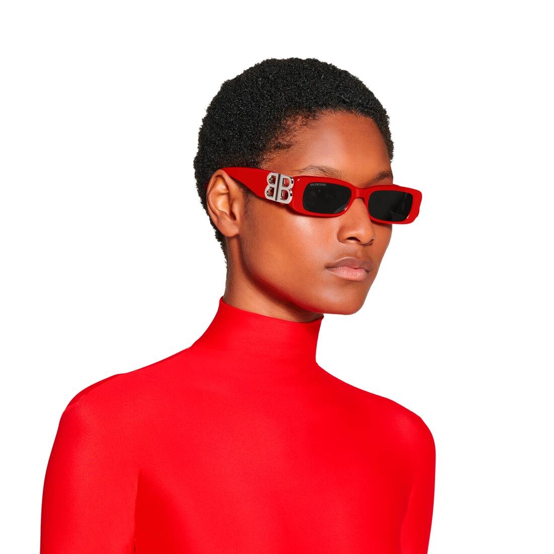 Women's Dynasty Rectangle Sunglasses in Red - 5