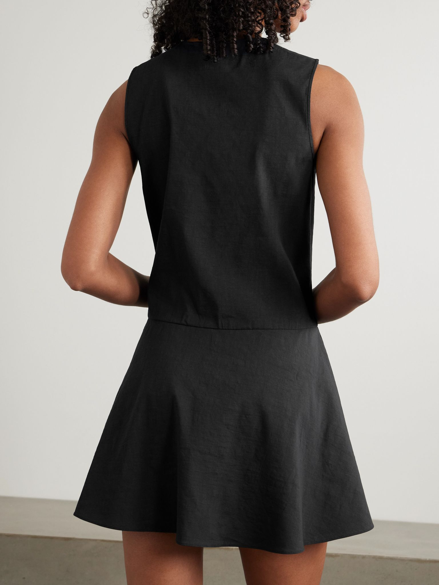 Linen-blend mini dress Black - 3