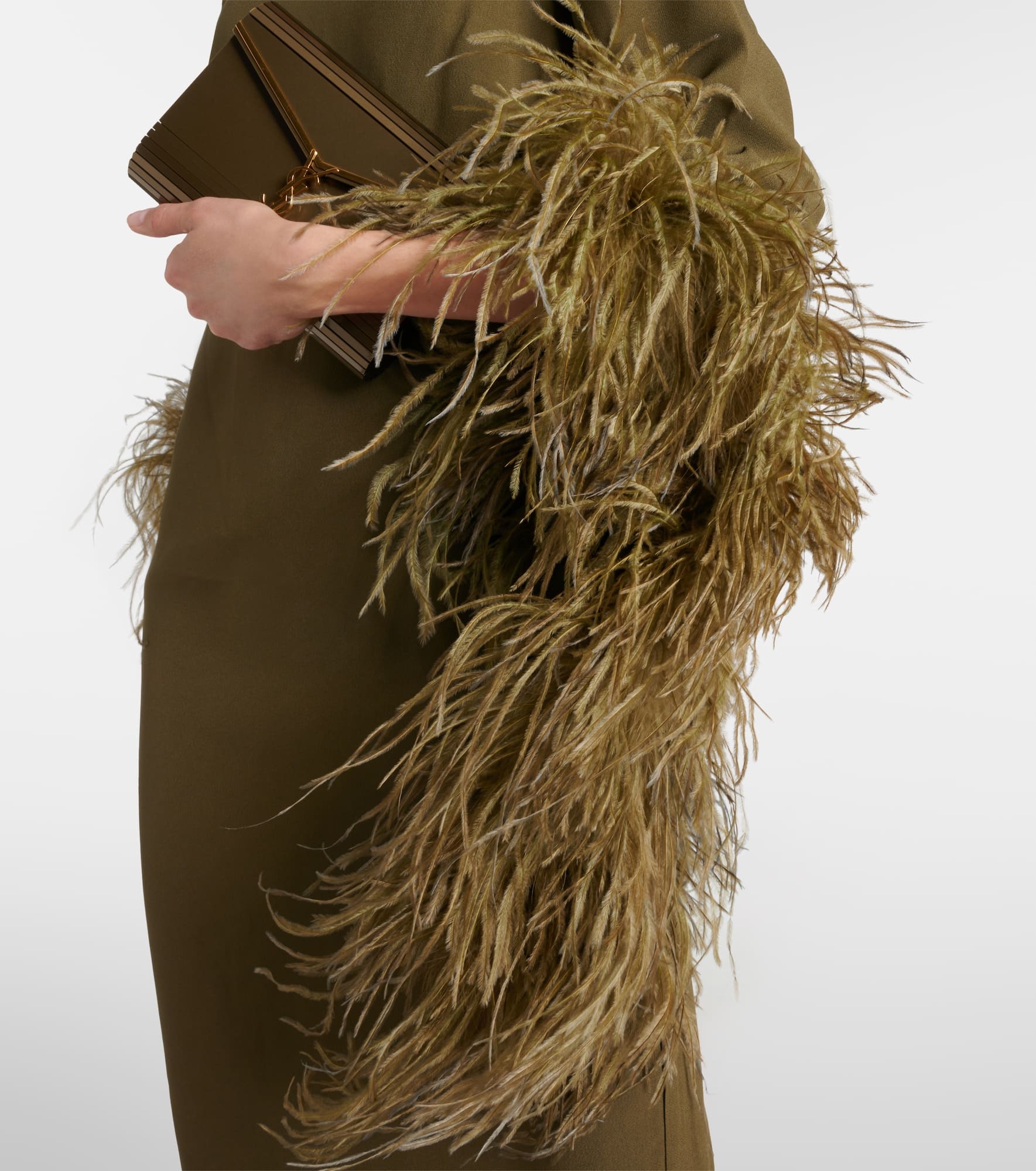 Del Lago feather-trimmed midi dress - 5
