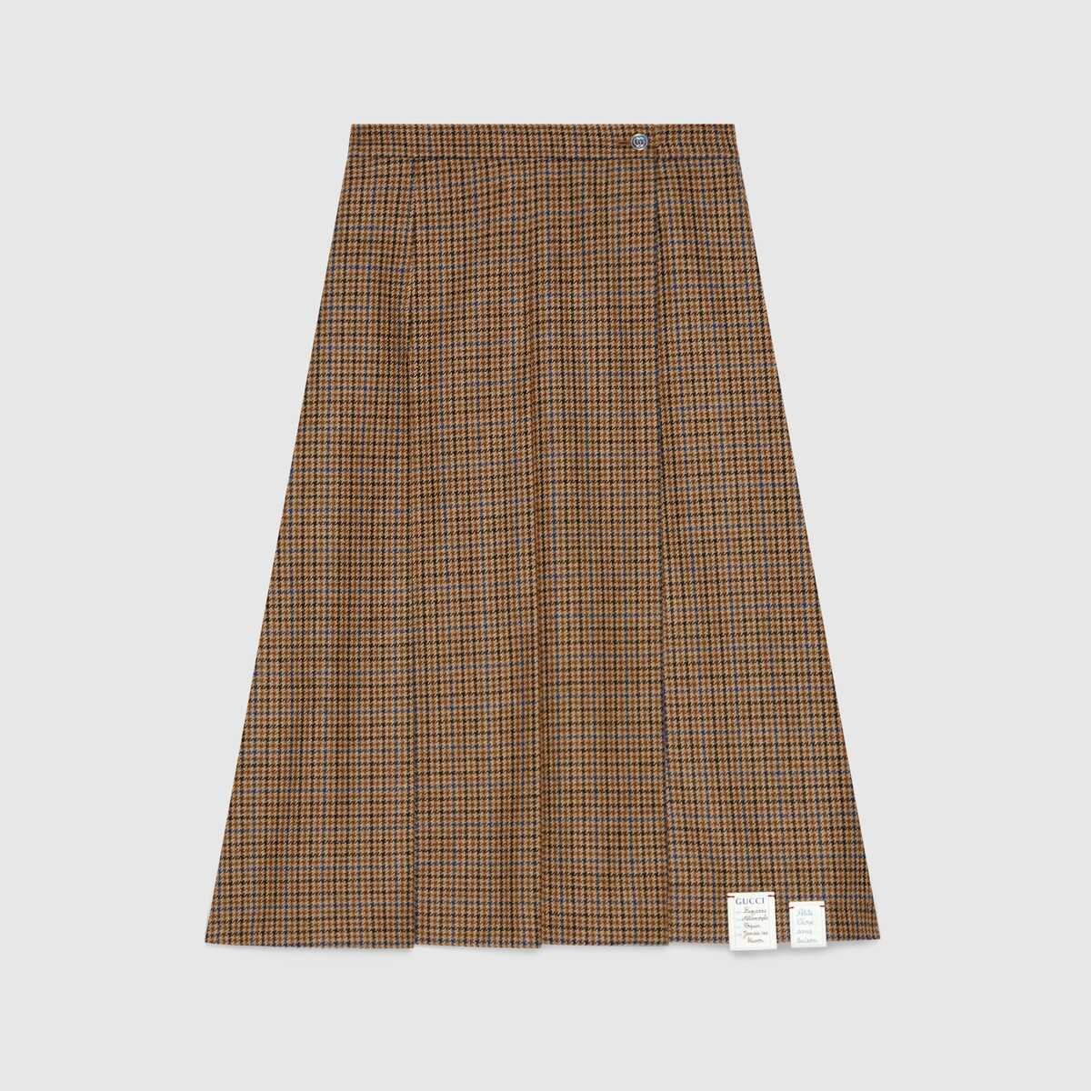 Pleated houndstooth wool skirt - 1