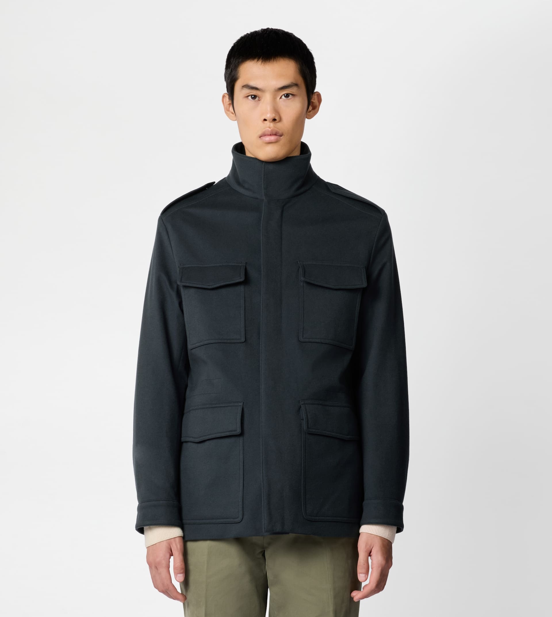 FIELD JACKET IN T15 WOOL DRAP - GREY - 4