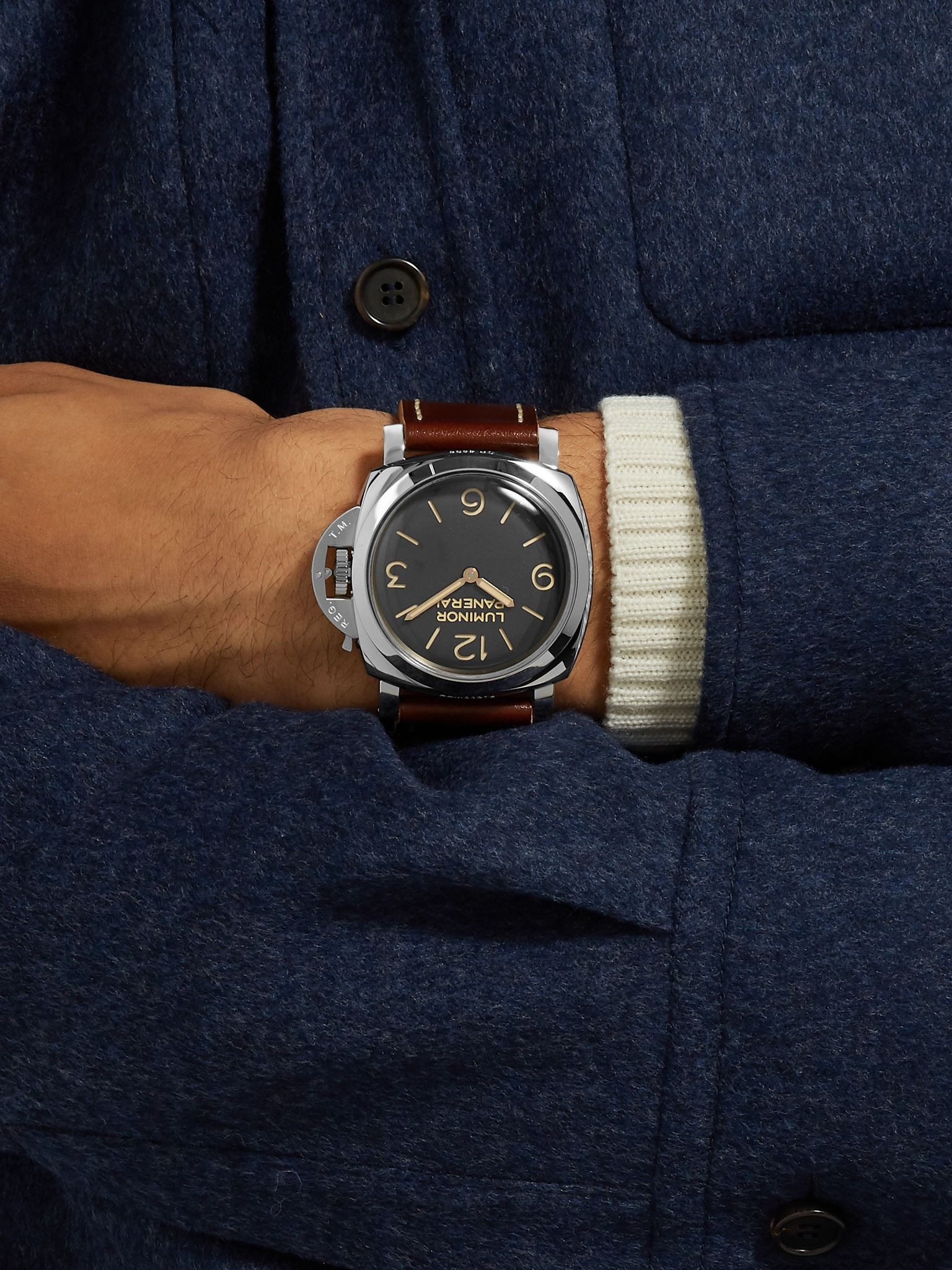 Luminor 1950 Hand-Wound 47mm Stainless Steel and Leather Watch, Ref. No. PAM00372 Black - 2