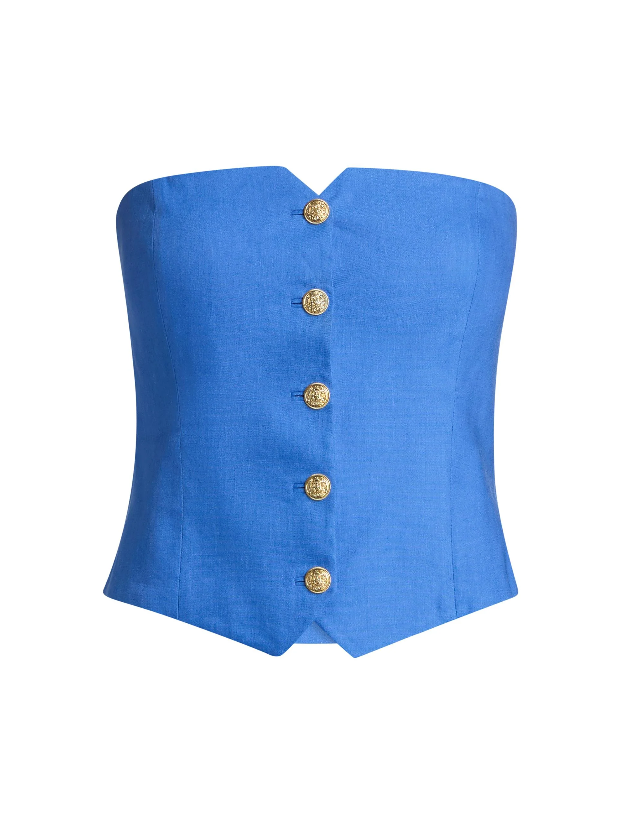 Women's Kelcey Strapless Linen-Blend Vest - Blue Iris - 1