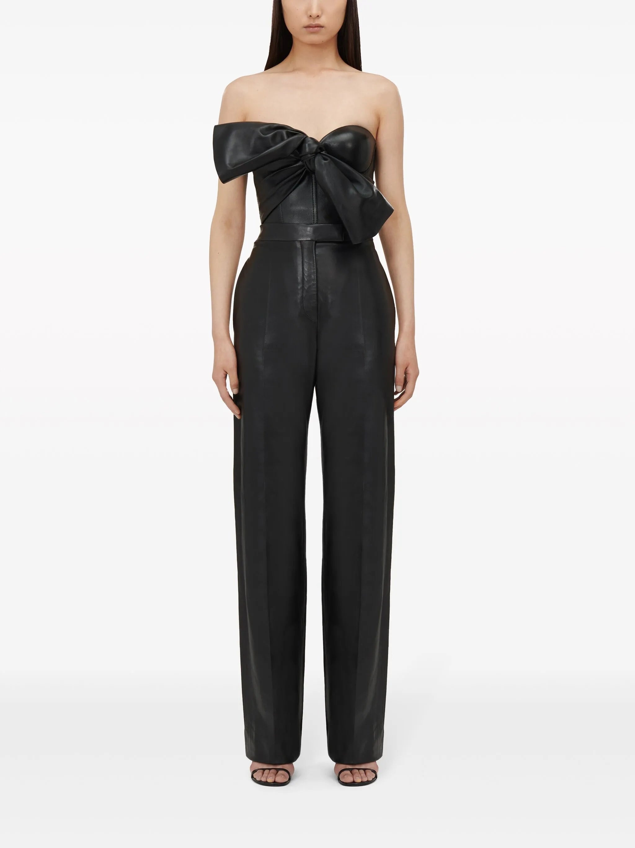 Knotted-bow Leather Corset Top - 4