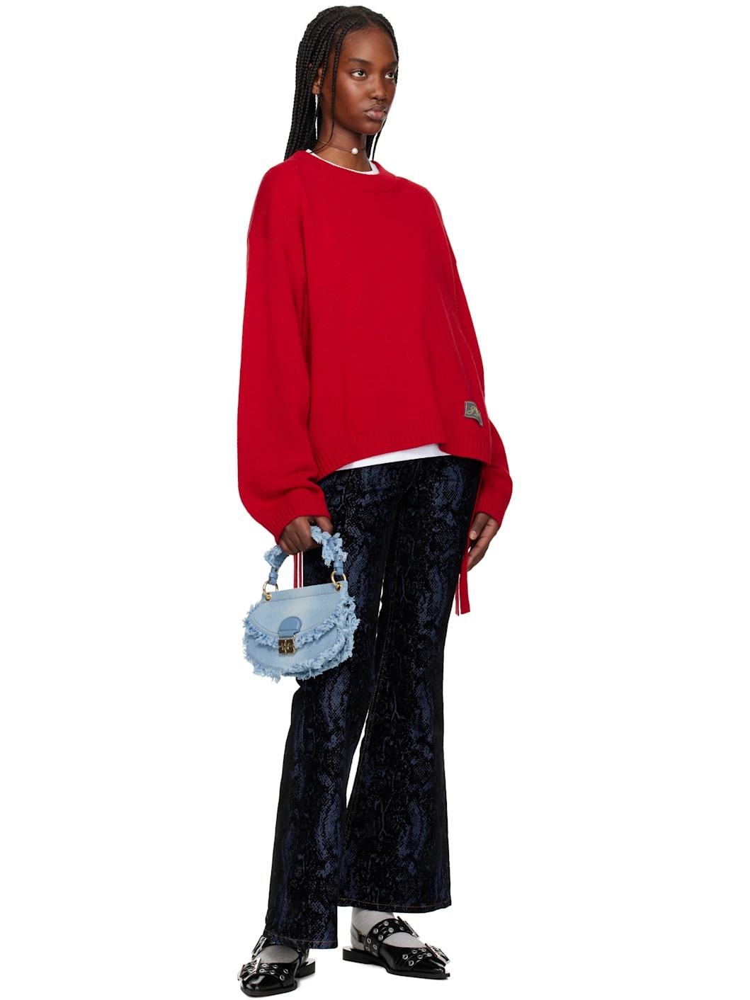 Blue Denim Mini Top Handle Apo-G Bag - 4