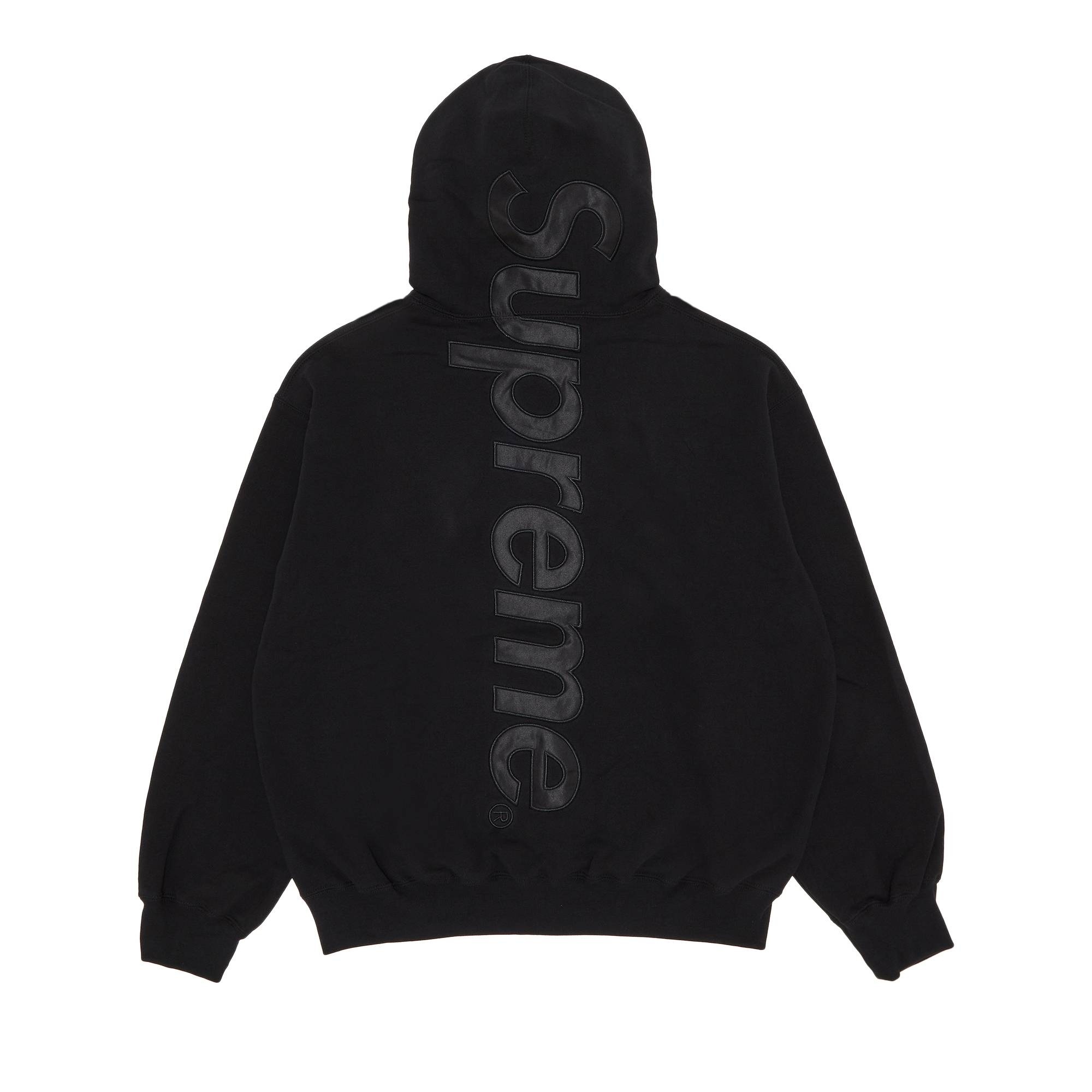 Supreme Satin Appliqu� Hooded Sweatshirt 'Black' - 2