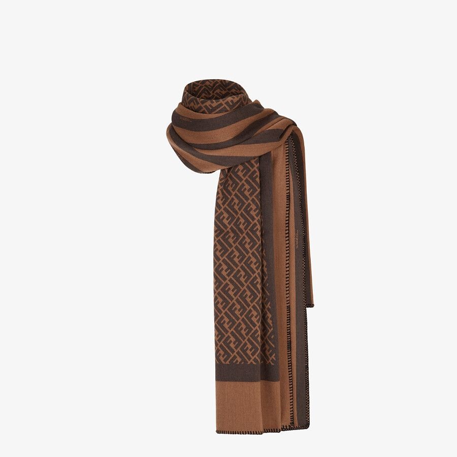 Brown wool and silk stole - 3