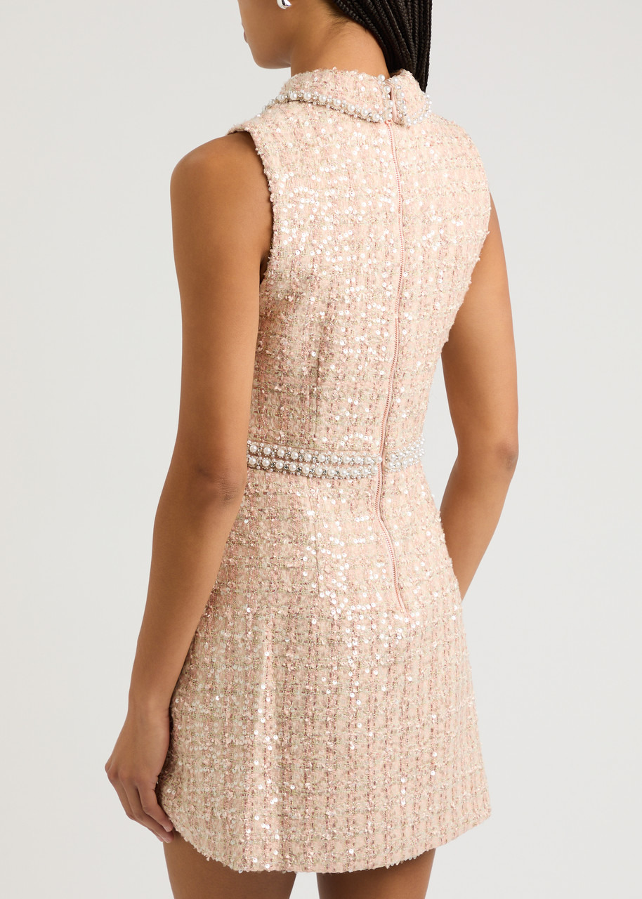 Alice + Olivia Ellis Embellished Tweed Mini Dress - 3