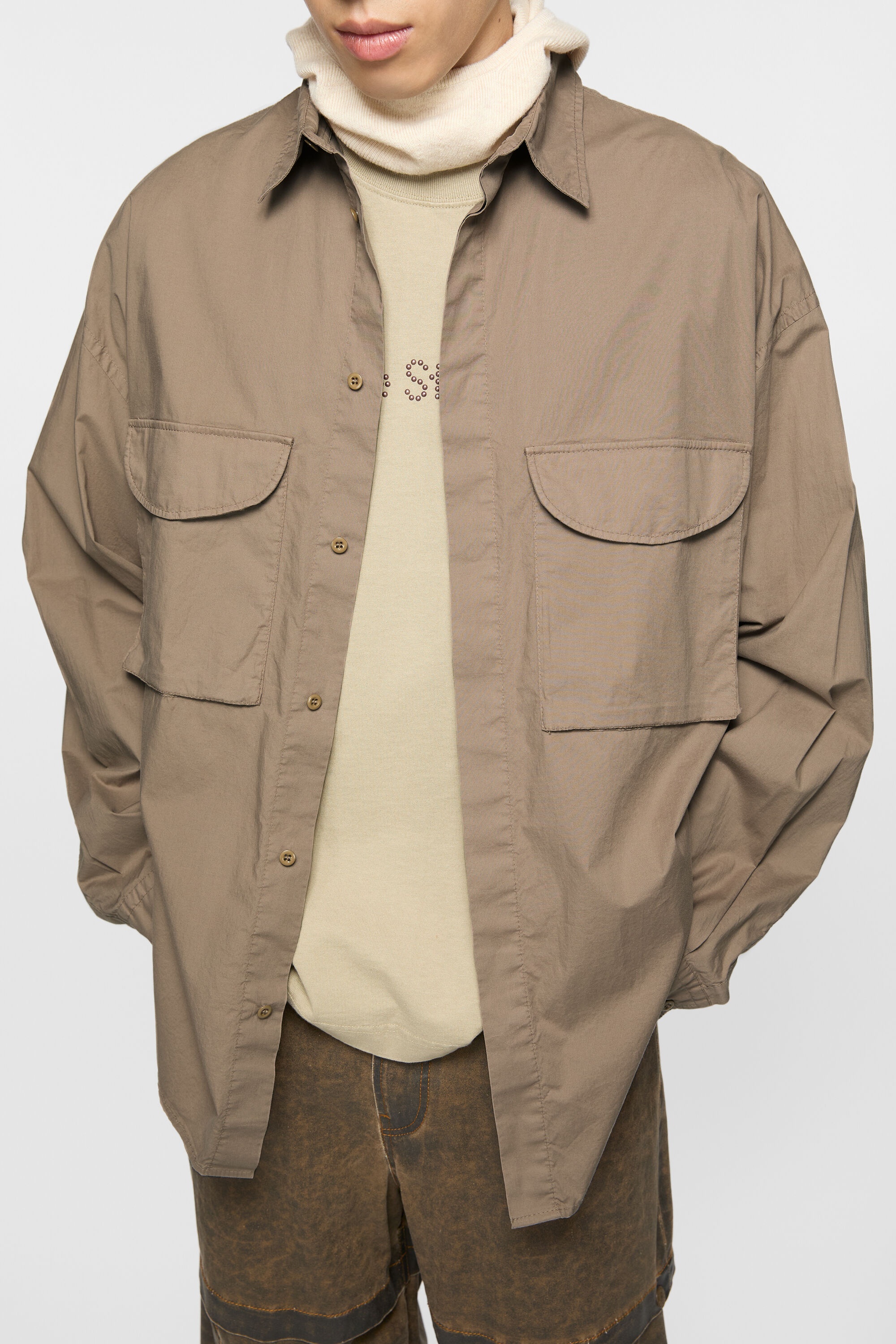 Button-up shirt - Taupe Brown - 4