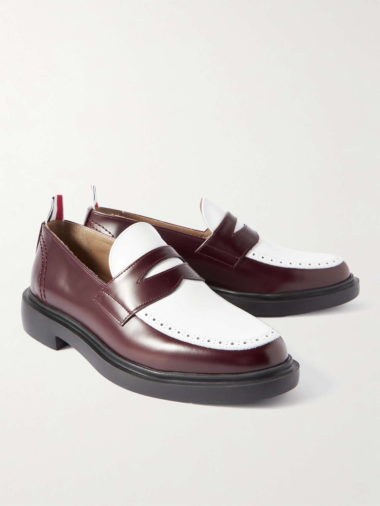 Two-Tone Leather Penny Loafers - 4