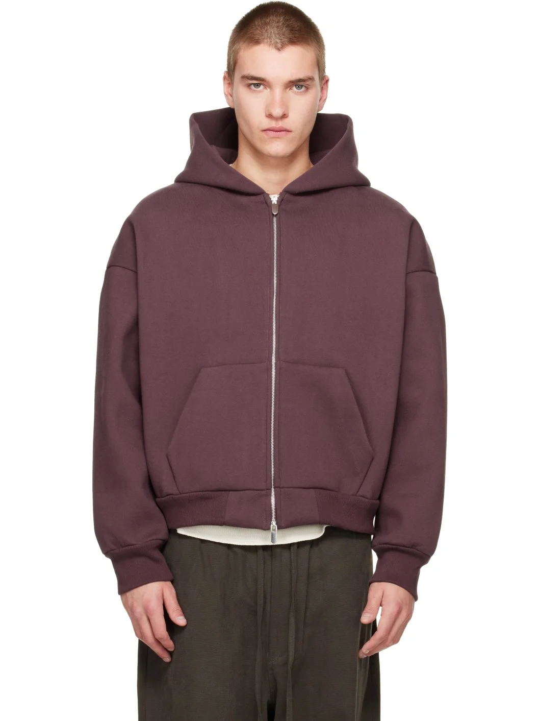 Burgundy V2 Zip Hoodie - 1