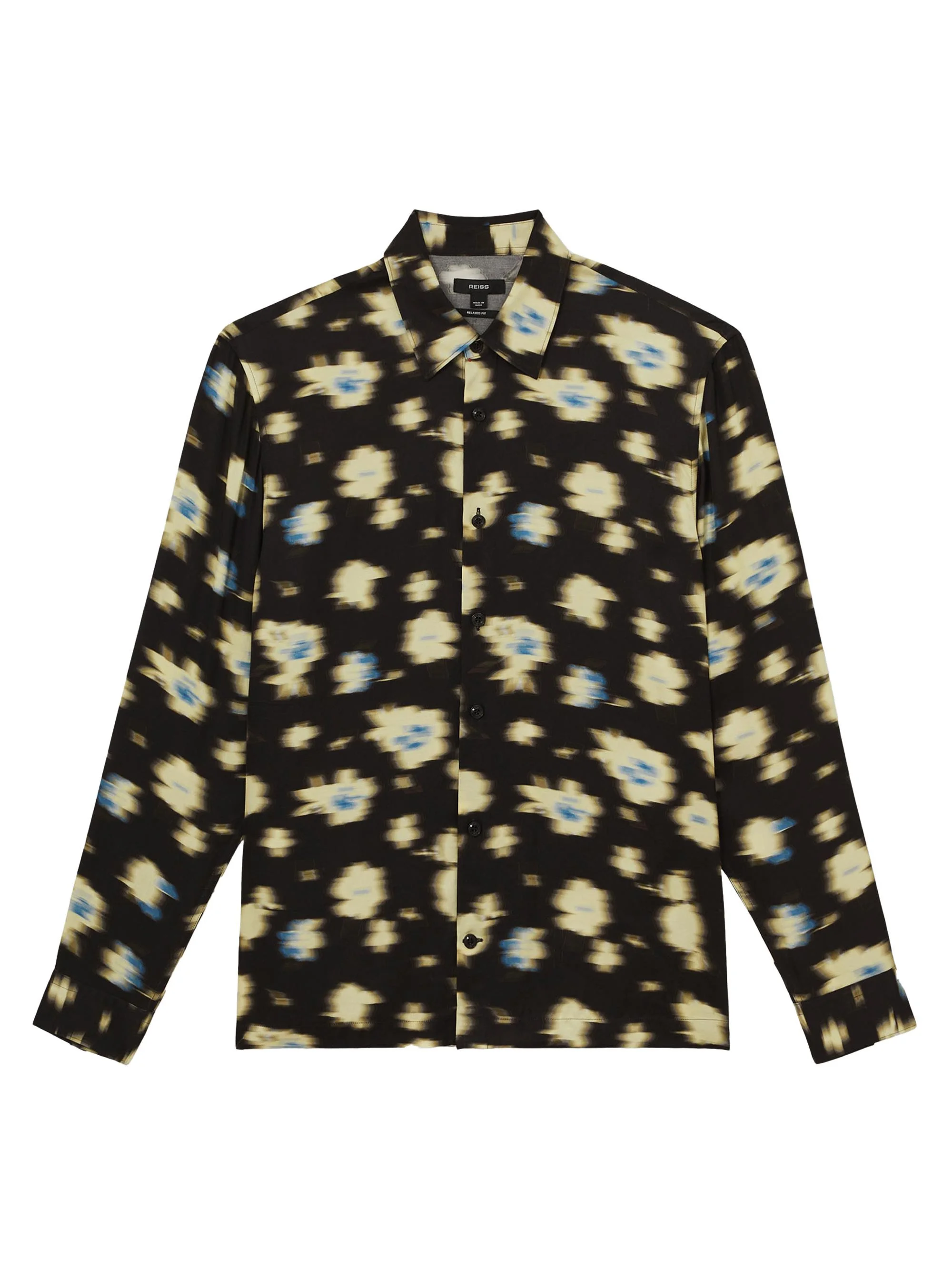Men's Petal Blurred Floral Shirt - Black - 1