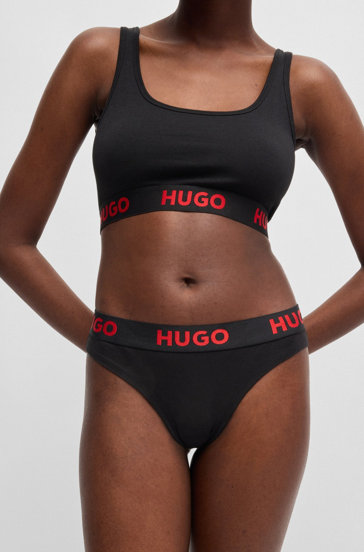 STRETCH-COTTON THONG WITH LOGO WAISTBAND - 3