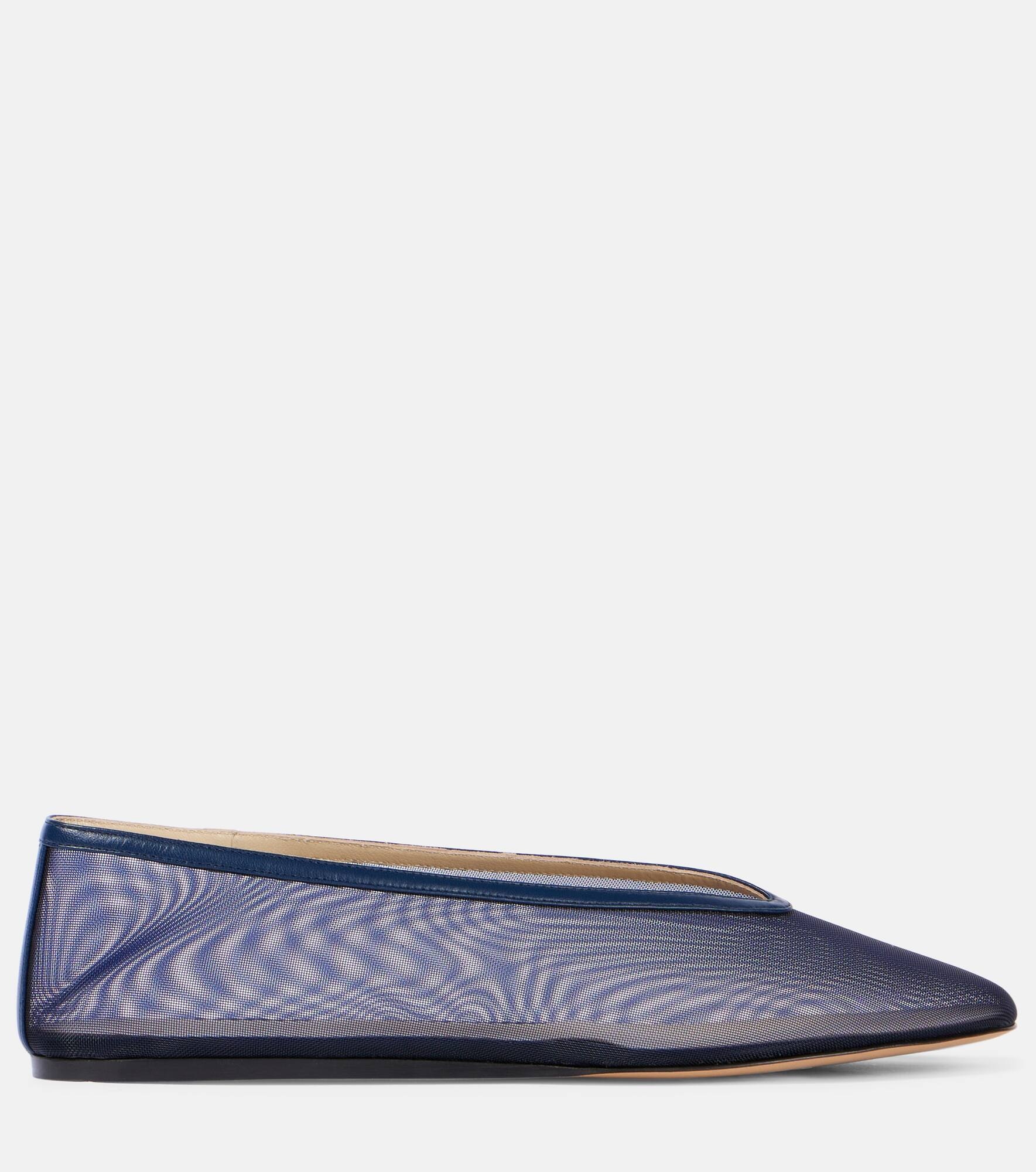 Luna leather-trimmed mesh ballet flats - 4