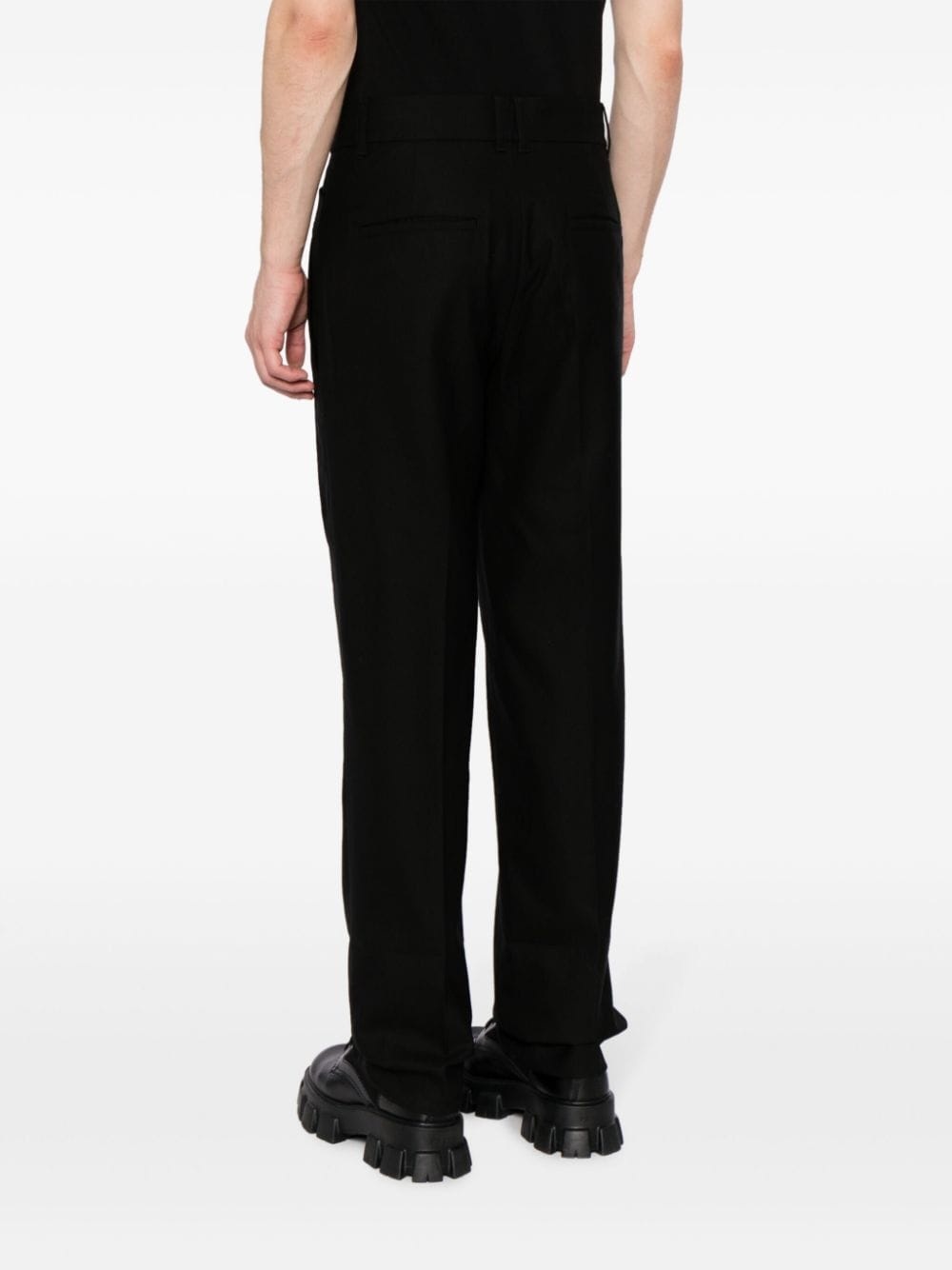 lambs wool straight-leg trousers - 4