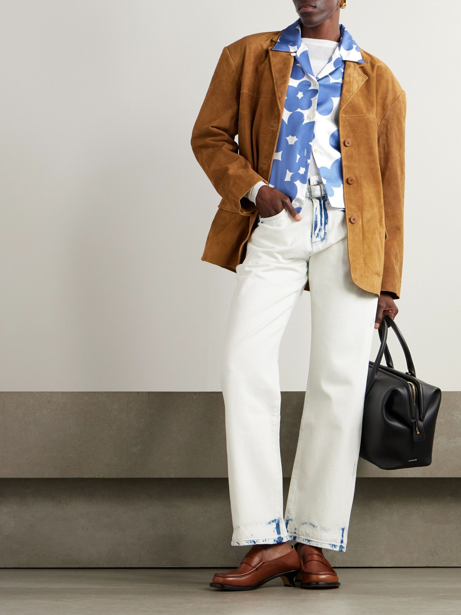 Floral-print silk-twill shirt Blue - 2