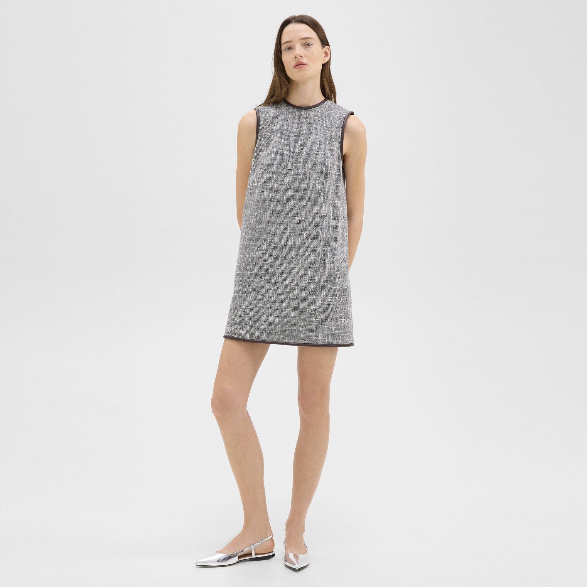Relaxed Sleeveless Dress in Canvas Tweed - 2
