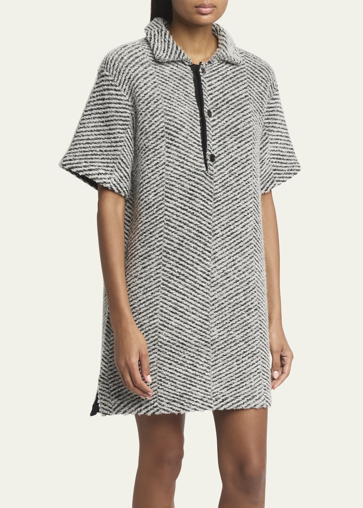 Short Sleeve Wool Polo Mini Dress - 4